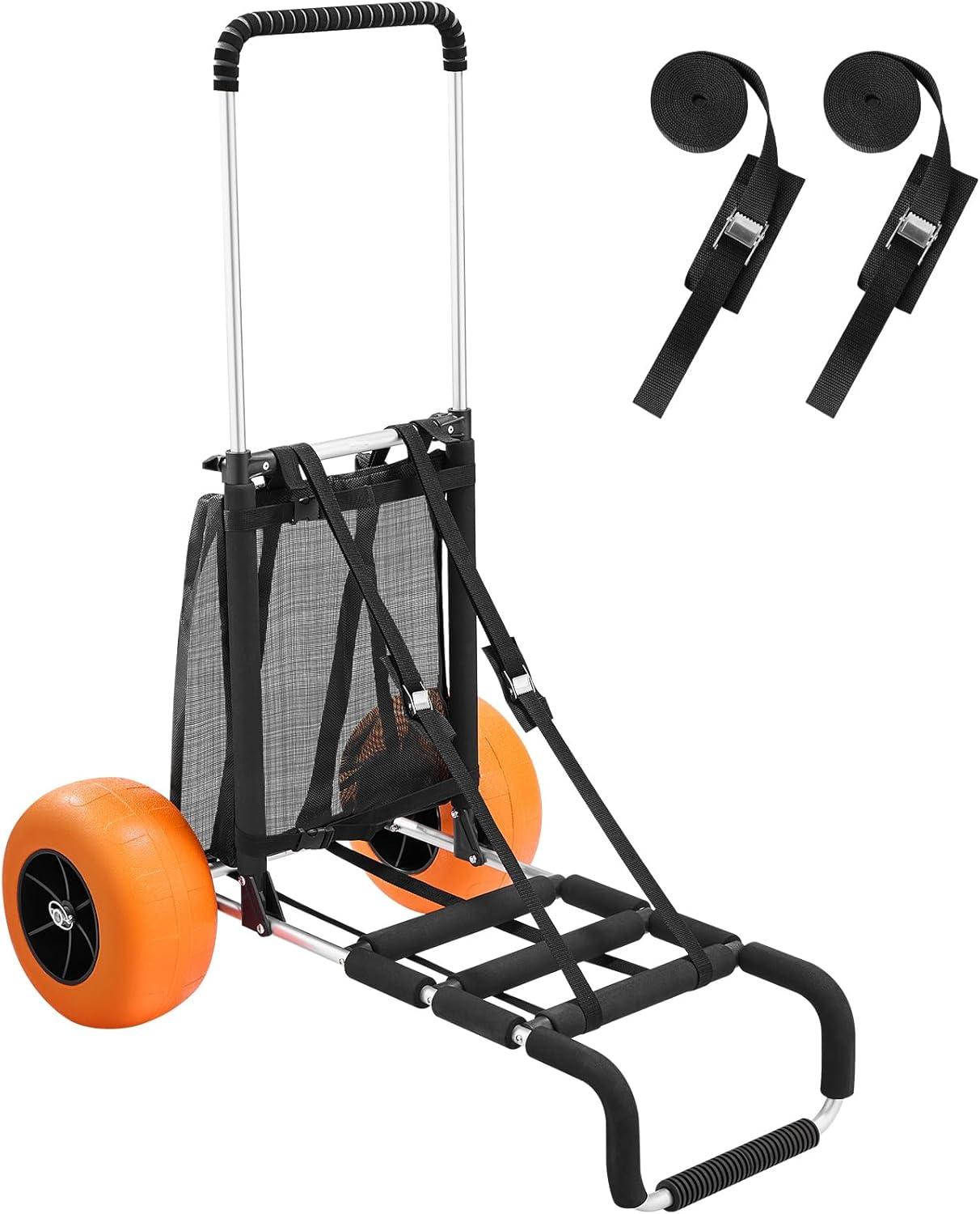 image:imageVEVOR Beach Dolly with Big Wheels for Sand 299 x 154 Cargo Deck w 12 Balloon Wheels 165LBS Loading Capacity Folding Sand Cart amp 27 to 447 Adjustable Height Heavy Duty Cart for Beach30 X 15 Cargo Deck 12 Balloon Wheels