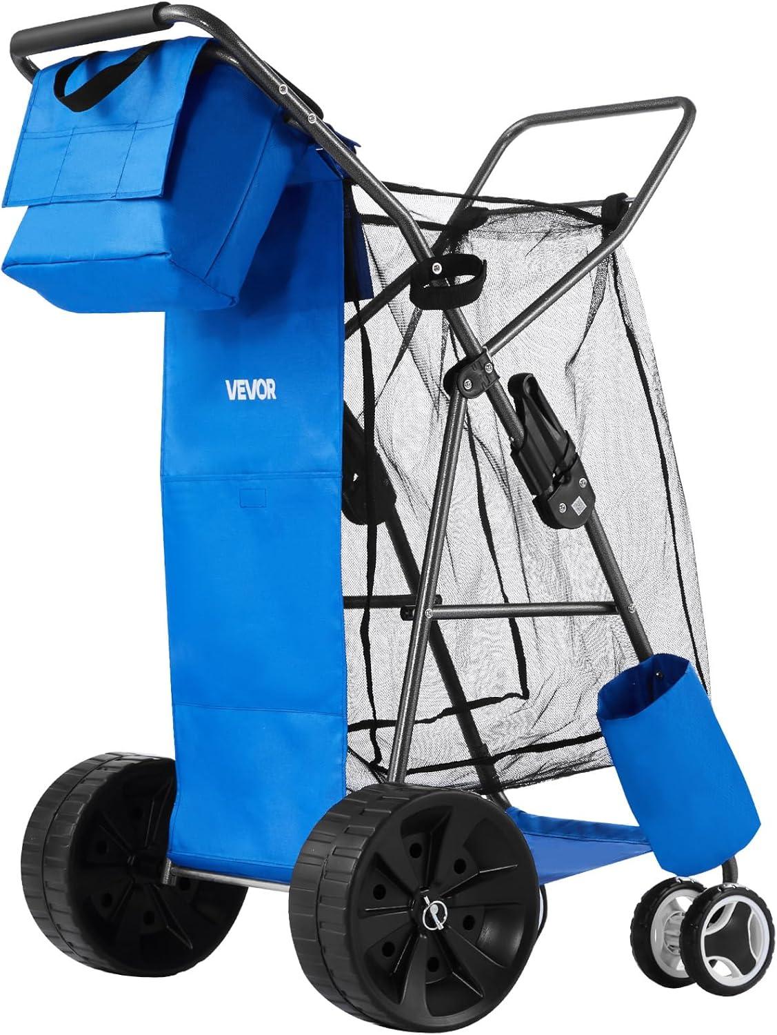 image:imageVEVOR Beach Dolly with Big Wheels for Sand 299 x 154 Cargo Deck w 12 Balloon Wheels 165LBS Loading Capacity Folding Sand Cart amp 27 to 447 Adjustable Height Heavy Duty Cart for Beach7806351065mm