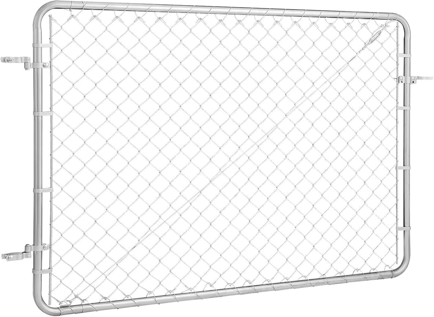 image:imageVEVOR Chain Link Fence Gate 72 x 48 in Adjustable Chain Link Fence Panel Fit 226 ft W x 6 ft H Garden Fence Gate Opening Fencing Gate with Plastic Coating for Farm Black Posts Not IncludedSilver