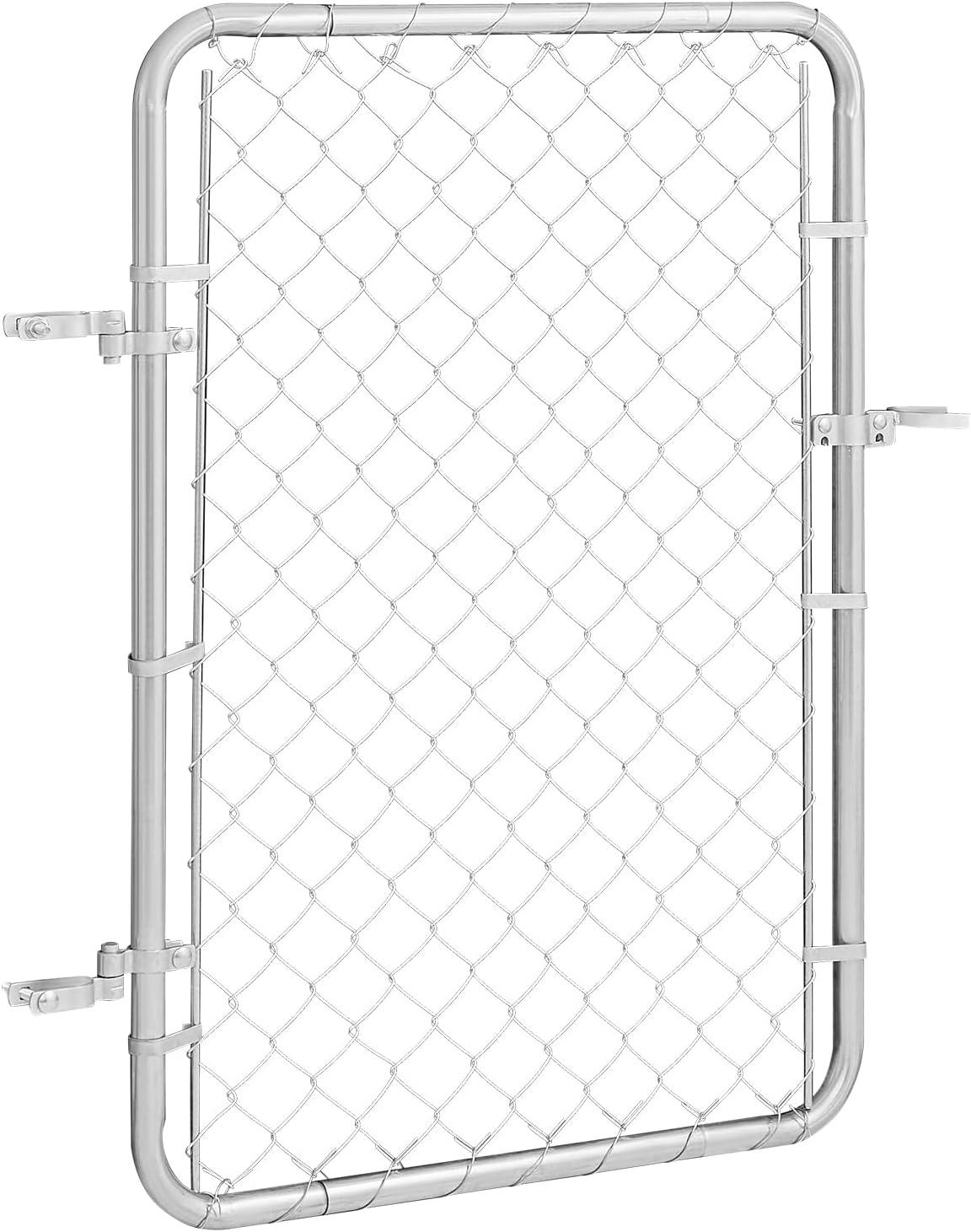 image:imageVEVOR Chain Link Fence Gate 72 x 48 in Adjustable Chain Link Fence Panel Fit 226 ft W x 6 ft H Garden Fence Gate Opening Fencing Gate with Plastic Coating for Farm Black Posts Not IncludedSilver