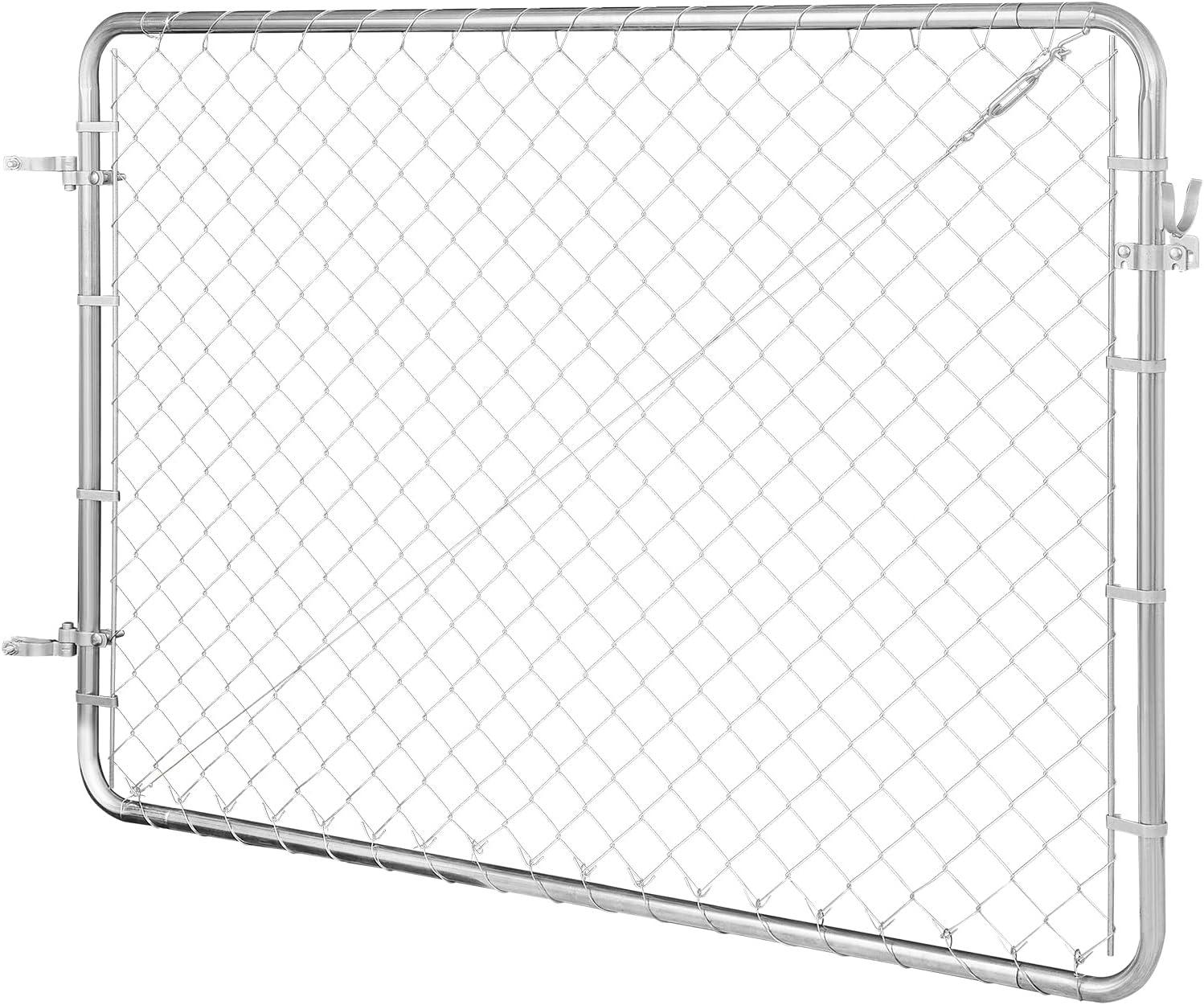 image:imageVEVOR Chain Link Fence Gate 72 x 48 in Adjustable Chain Link Fence Panel Fit 226 ft W x 6 ft H Garden Fence Gate Opening Fencing Gate with Plastic Coating for Farm Black Posts Not IncludedSilver