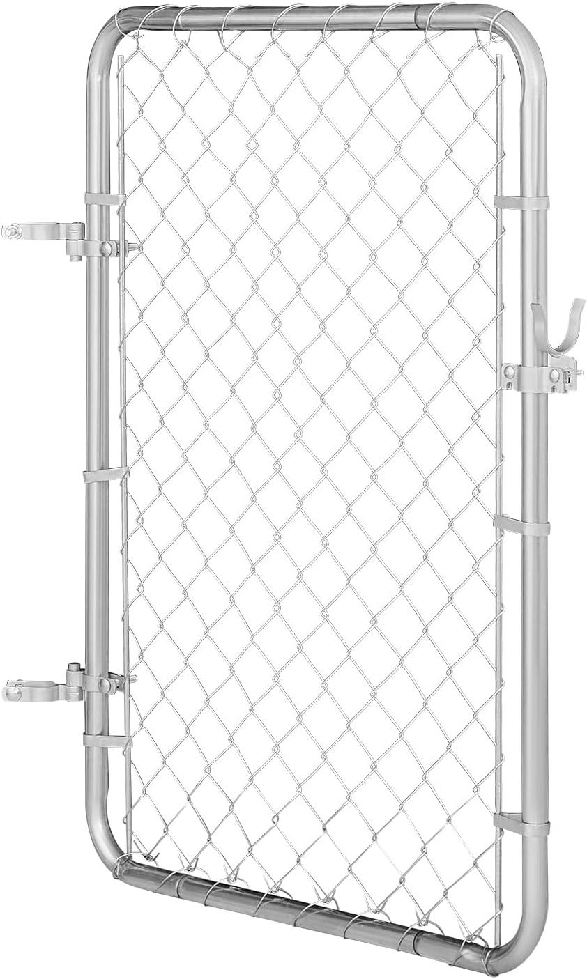 image:imageVEVOR Chain Link Fence Gate 72 x 48 in Adjustable Chain Link Fence Panel Fit 226 ft W x 6 ft H Garden Fence Gate Opening Fencing Gate with Plastic Coating for Farm Black Posts Not IncludedSilver