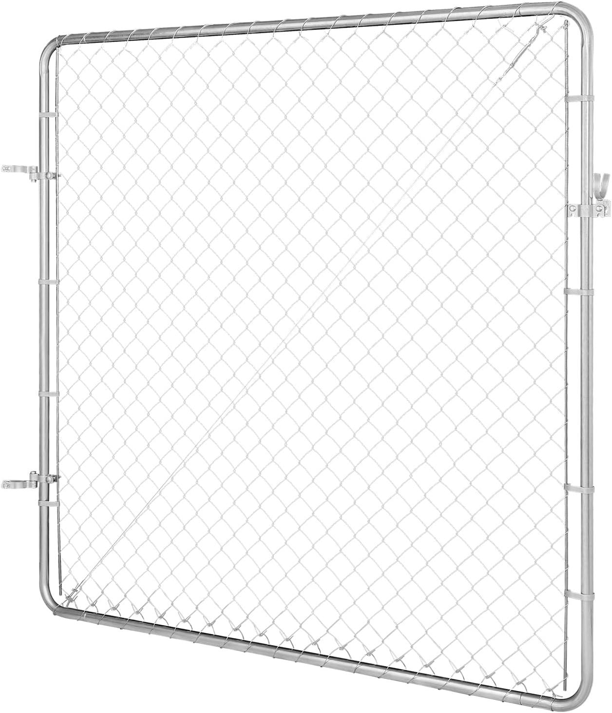 image:imageVEVOR Chain Link Fence Gate 72 x 48 in Adjustable Chain Link Fence Panel Fit 226 ft W x 6 ft H Garden Fence Gate Opening Fencing Gate with Plastic Coating for Farm Black Posts Not IncludedSilver