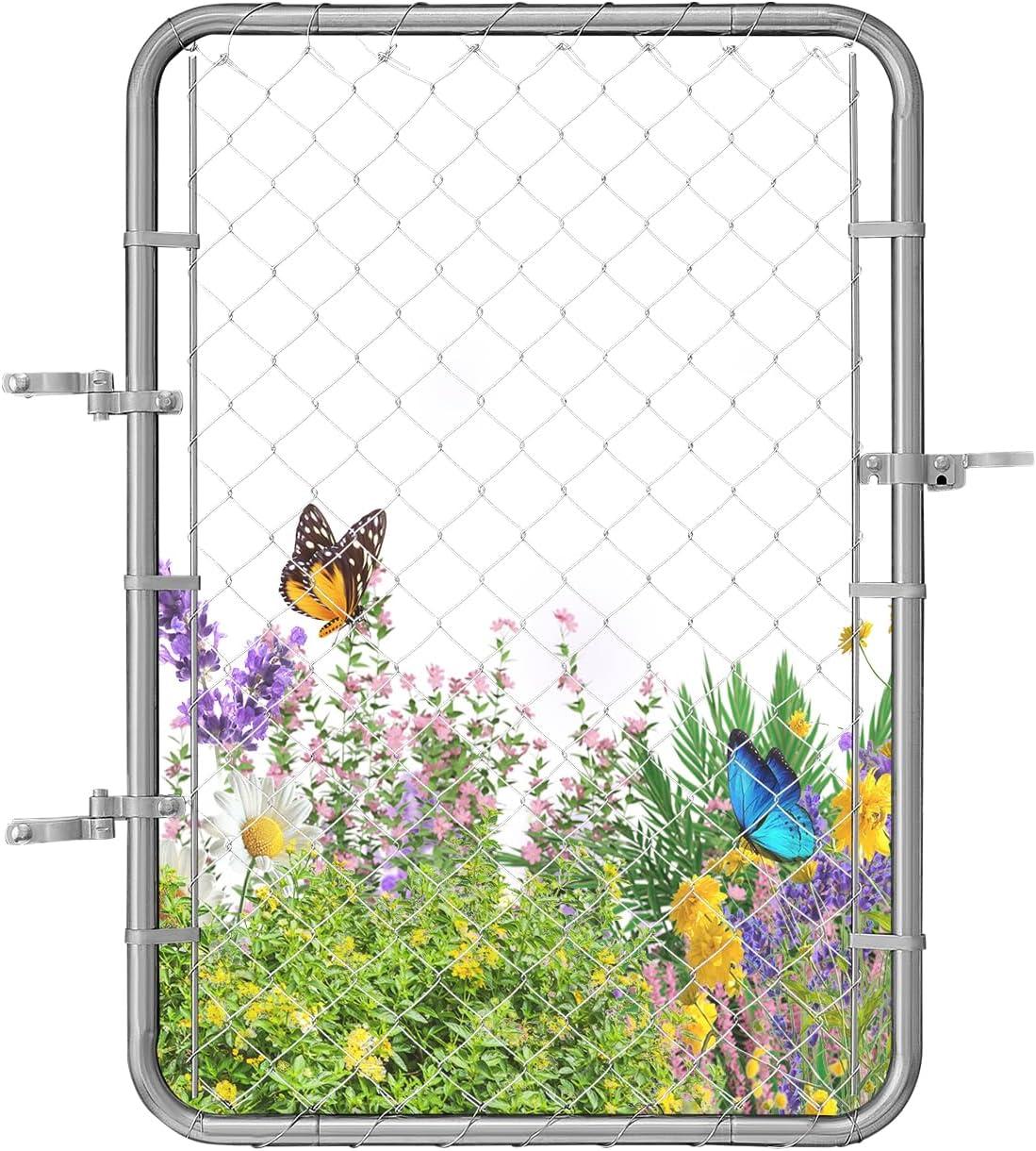 image:imageVEVOR Chain Link Fence Gate 72 x 48 in Adjustable Chain Link Fence Panel Fit 226 ft W x 6 ft H Garden Fence Gate Opening Fencing Gate with Plastic Coating for Farm Black Posts Not IncludedSilver
