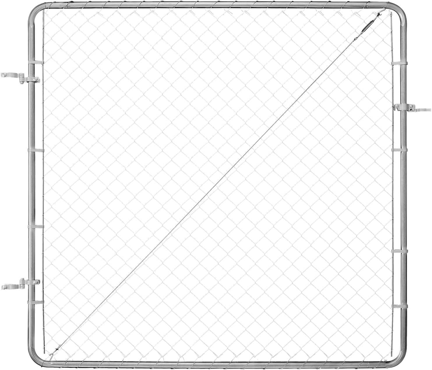 image:imageVEVOR Chain Link Fence Gate 72 x 48 in Adjustable Chain Link Fence Panel Fit 226 ft W x 6 ft H Garden Fence Gate Opening Fencing Gate with Plastic Coating for Farm Black Posts Not IncludedSilver