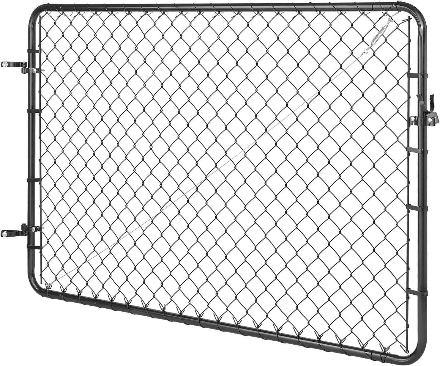 image:imageVEVOR Chain Link Fence Gate 72 x 48 in Adjustable Chain Link Fence Panel Fit 226 ft W x 6 ft H Garden Fence Gate Opening Fencing Gate with Plastic Coating for Farm Black Posts Not IncludedBlack