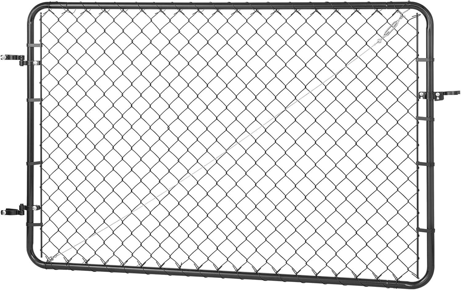 image:imageVEVOR Chain Link Fence Gate 72 x 48 in Adjustable Chain Link Fence Panel Fit 226 ft W x 6 ft H Garden Fence Gate Opening Fencing Gate with Plastic Coating for Farm Black Posts Not IncludedBlack