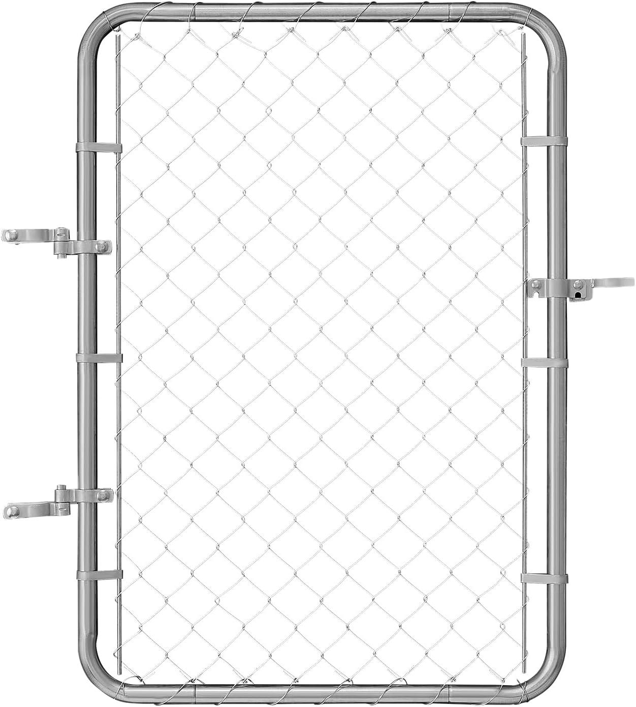 image:imageVEVOR Chain Link Fence Gate 72 x 48 in Adjustable Chain Link Fence Panel Fit 226 ft W x 6 ft H Garden Fence Gate Opening Fencing Gate with Plastic Coating for Farm Black Posts Not IncludedSilver