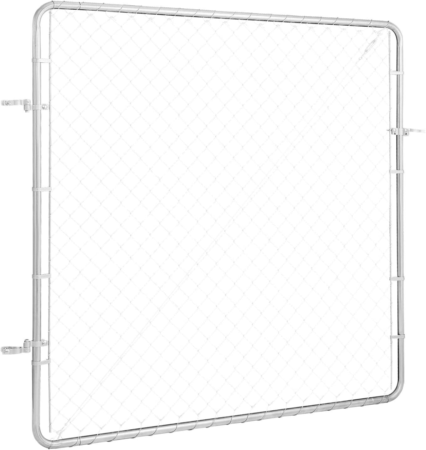image:imageVEVOR Chain Link Fence Gate 72 x 48 in Adjustable Chain Link Fence Panel Fit 226 ft W x 6 ft H Garden Fence Gate Opening Fencing Gate with Plastic Coating for Farm Black Posts Not IncludedSilver