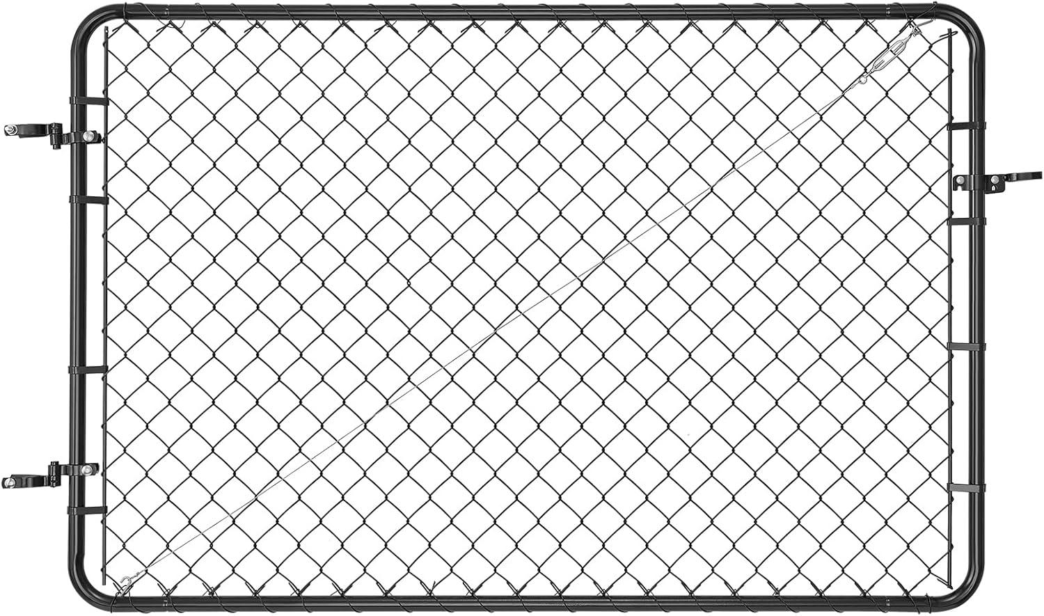 image:imageVEVOR Chain Link Fence Gate 72 x 48 in Adjustable Chain Link Fence Panel Fit 226 ft W x 6 ft H Garden Fence Gate Opening Fencing Gate with Plastic Coating for Farm Black Posts Not IncludedBlack