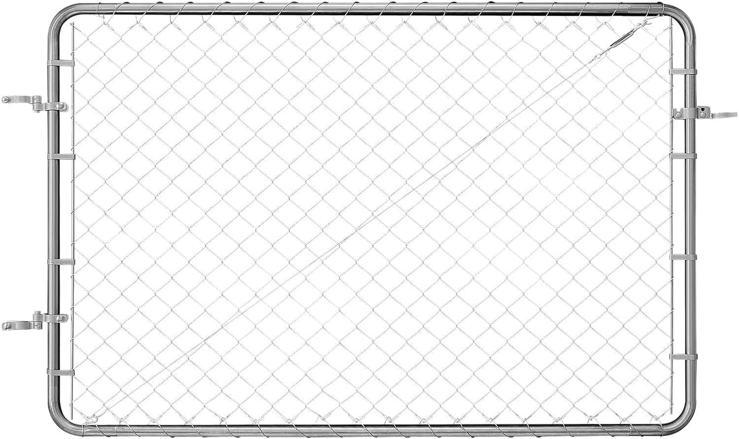 image:imageVEVOR Chain Link Fence Gate 72 x 48 in Adjustable Chain Link Fence Panel Fit 226 ft W x 6 ft H Garden Fence Gate Opening Fencing Gate with Plastic Coating for Farm Black Posts Not IncludedSilver