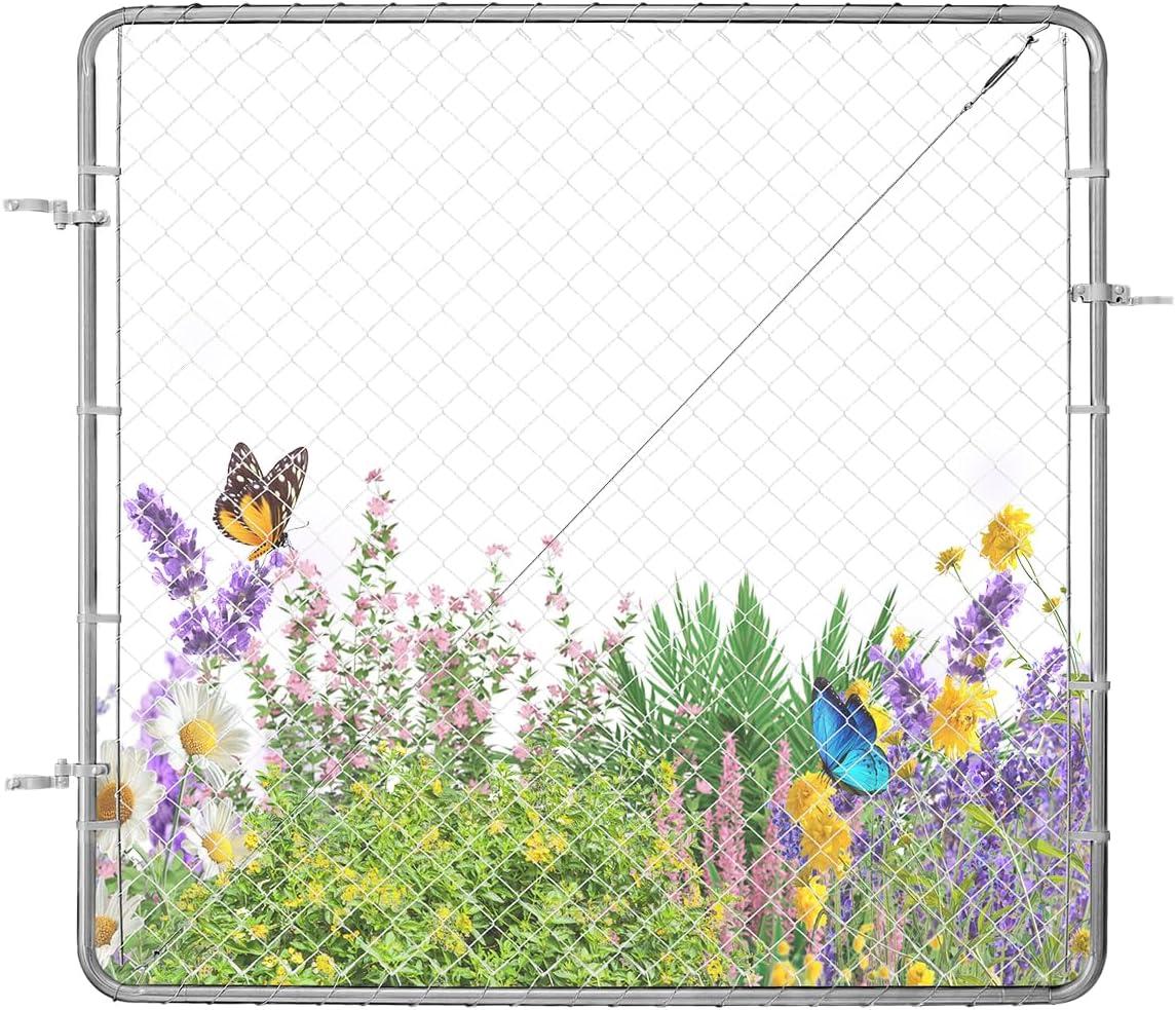 image:imageVEVOR Chain Link Fence Gate 72 x 48 in Adjustable Chain Link Fence Panel Fit 226 ft W x 6 ft H Garden Fence Gate Opening Fencing Gate with Plastic Coating for Farm Black Posts Not IncludedSilver