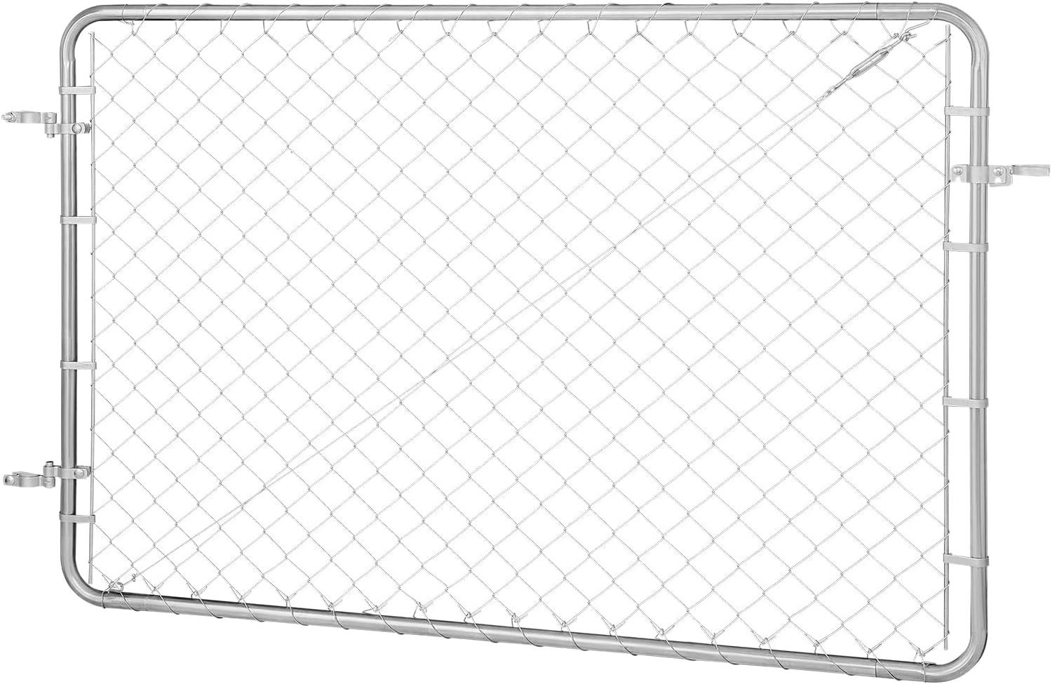 image:imageVEVOR Chain Link Fence Gate 72 x 48 in Adjustable Chain Link Fence Panel Fit 226 ft W x 6 ft H Garden Fence Gate Opening Fencing Gate with Plastic Coating for Farm Black Posts Not IncludedSilver
