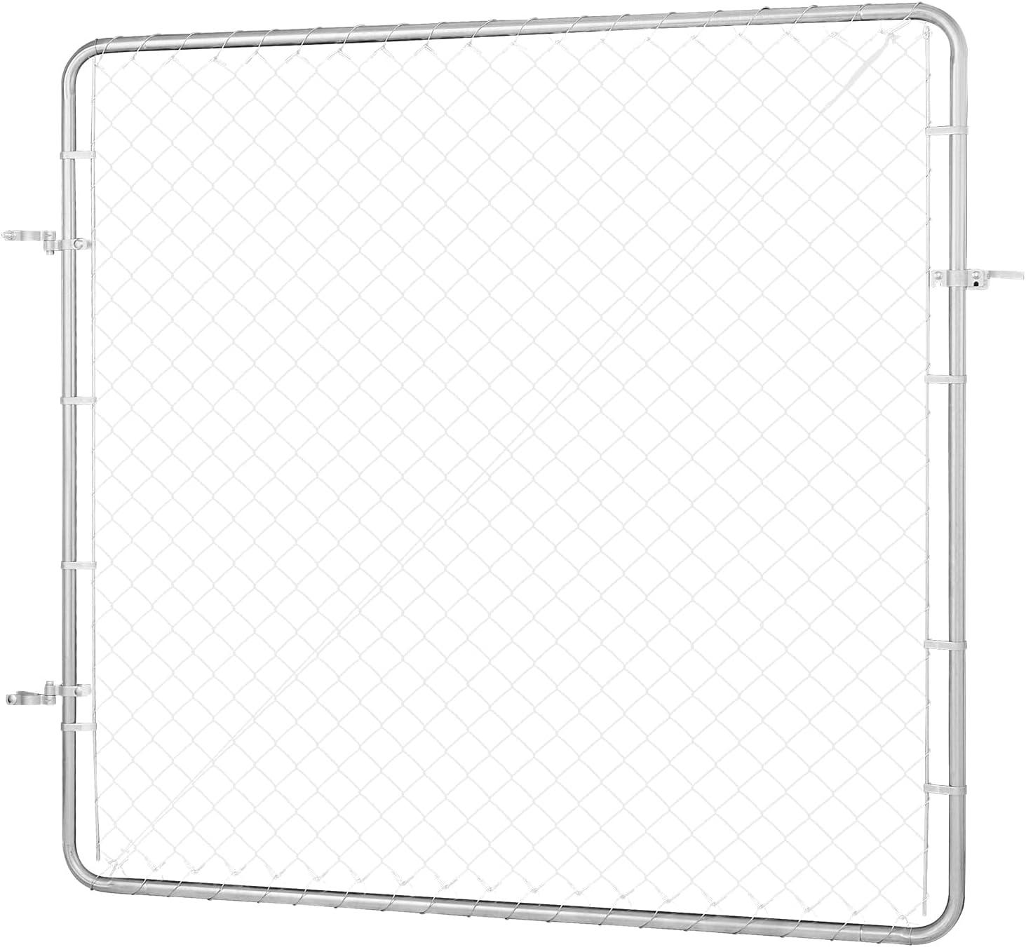 image:imageVEVOR Chain Link Fence Gate 72 x 48 in Adjustable Chain Link Fence Panel Fit 226 ft W x 6 ft H Garden Fence Gate Opening Fencing Gate with Plastic Coating for Farm Black Posts Not IncludedSilver