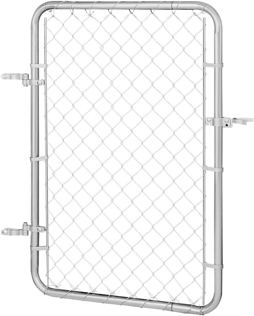 image:imageVEVOR Chain Link Fence Gate 72 x 48 in Adjustable Chain Link Fence Panel Fit 226 ft W x 6 ft H Garden Fence Gate Opening Fencing Gate with Plastic Coating for Farm Black Posts Not IncludedSilver