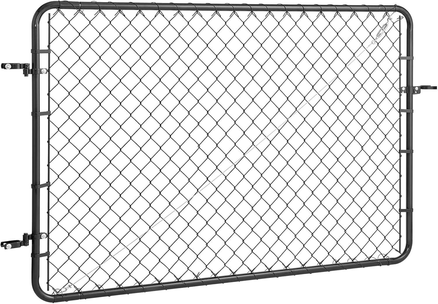 image:imageVEVOR Chain Link Fence Gate 72 x 48 in Adjustable Chain Link Fence Panel Fit 226 ft W x 6 ft H Garden Fence Gate Opening Fencing Gate with Plastic Coating for Farm Black Posts Not IncludedBlack