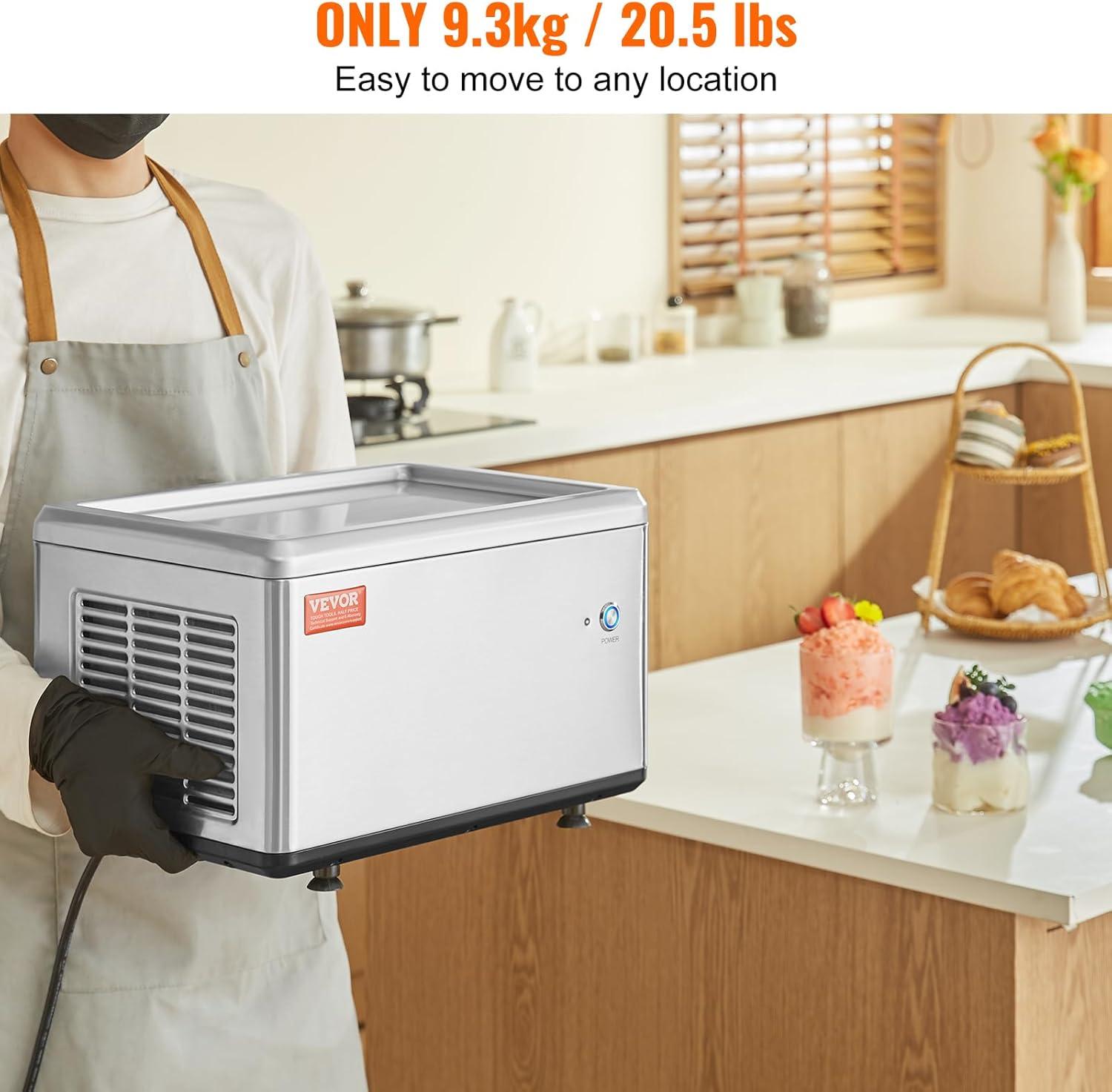 image:imageVEVOR Commercial Ice Roll MakerStirFried Yogurt Cream Machine 220W Ice Cream Roll Machine with 94 x 11 Square Pan Button Defrost Method with Food Shovels Perfect for BarsCafes Dessert Shops120W