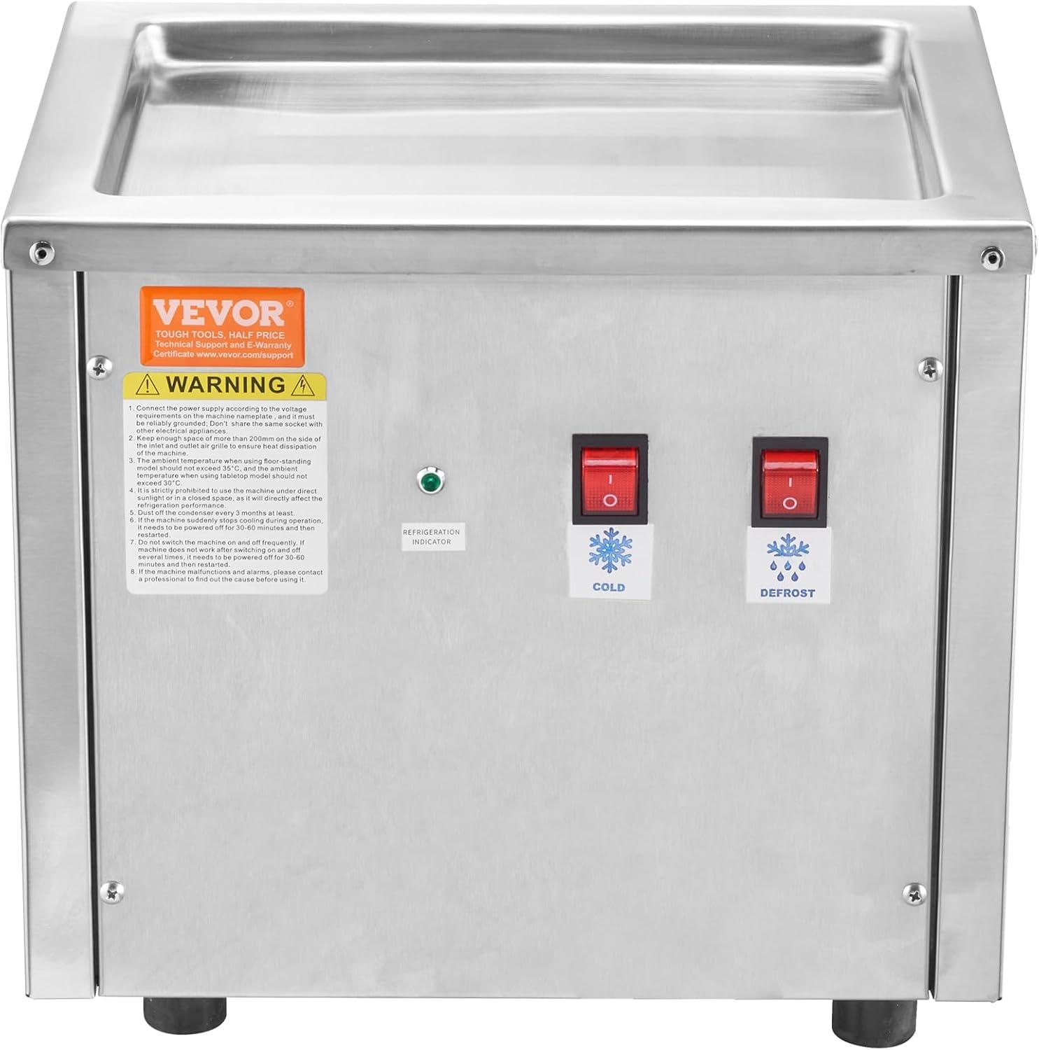 image:imageVEVOR Commercial Ice Roll MakerStirFried Yogurt Cream Machine 220W Ice Cream Roll Machine with 94 x 11 Square Pan Button Defrost Method with Food Shovels Perfect for BarsCafes Dessert Shops220W