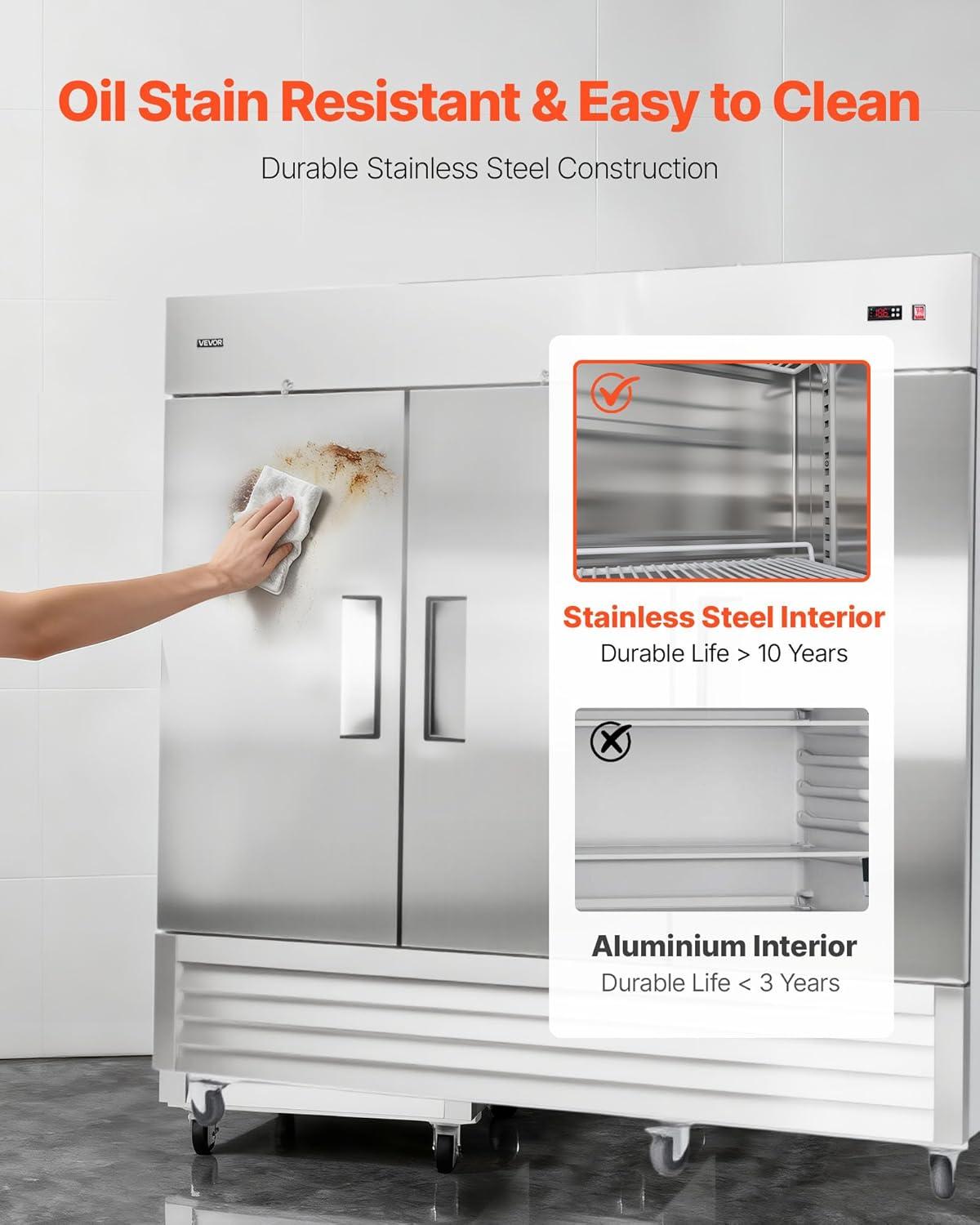 image:imageVEVOR Commercial ReachIn Refrigerator 29 W 22 CuFt Stainless Steel Upright Refrigerator with Single Glass Door AutoDefrost 4 Adjustable Shelves 32 to 50 Temp Control ETL Certified85W 3 DoorsFreezer