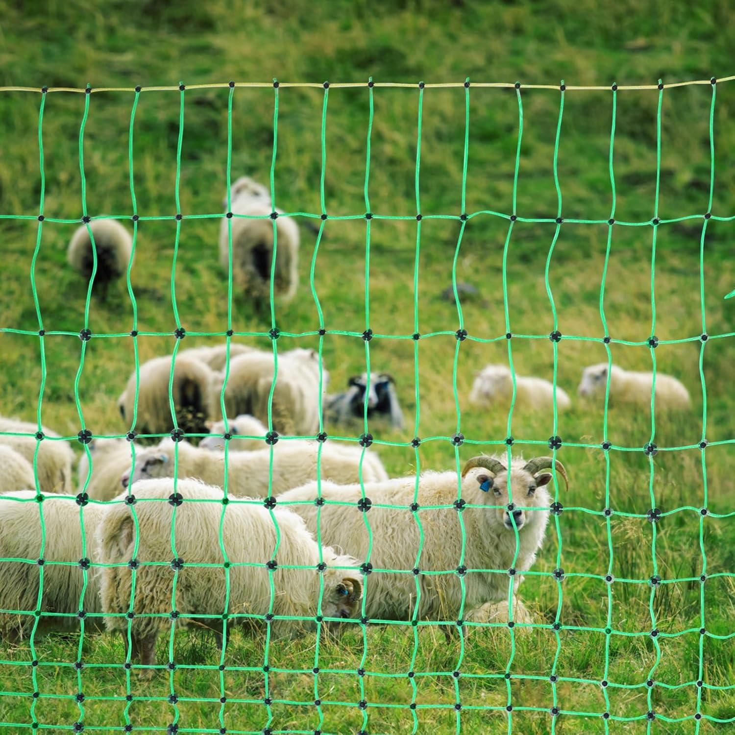 image:imageVEVOR Electric Fence Netting 42H x 164L PE Net Fencing with Posts and DoubleSpiked Stakes Utility Portable Mesh for Goats Sheep Lambs Deer Hogs Dogs for Farms Backyards and Ranches42h X 164l