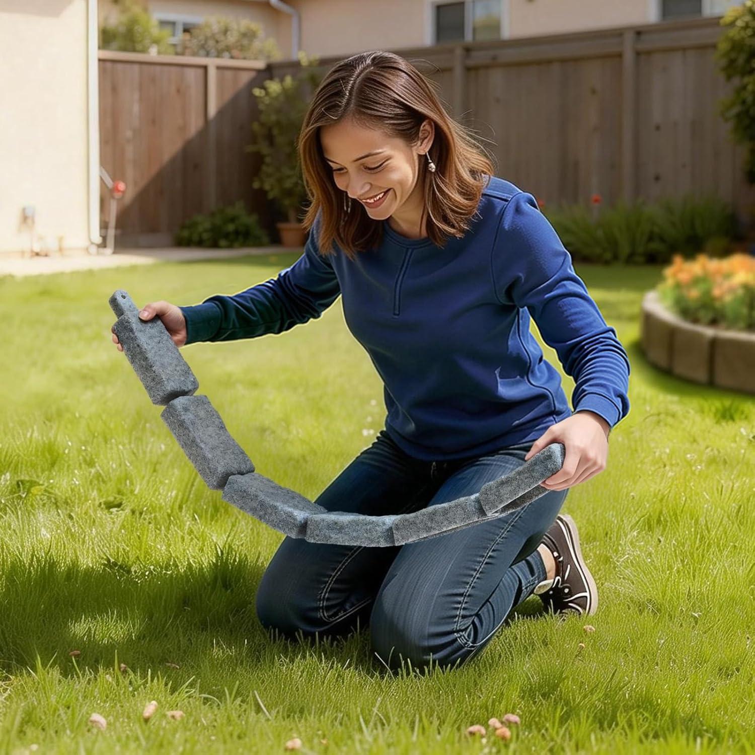 image:imageVEVOR Faux Stone Landscape Edging 468 x 39 Realistic Lawn Edging with Anchoring Spikes Flexible BrickSized Garden Border FadeResistant Yard Garden Stone Border for Driveways Walkway BrownSandstone Gray