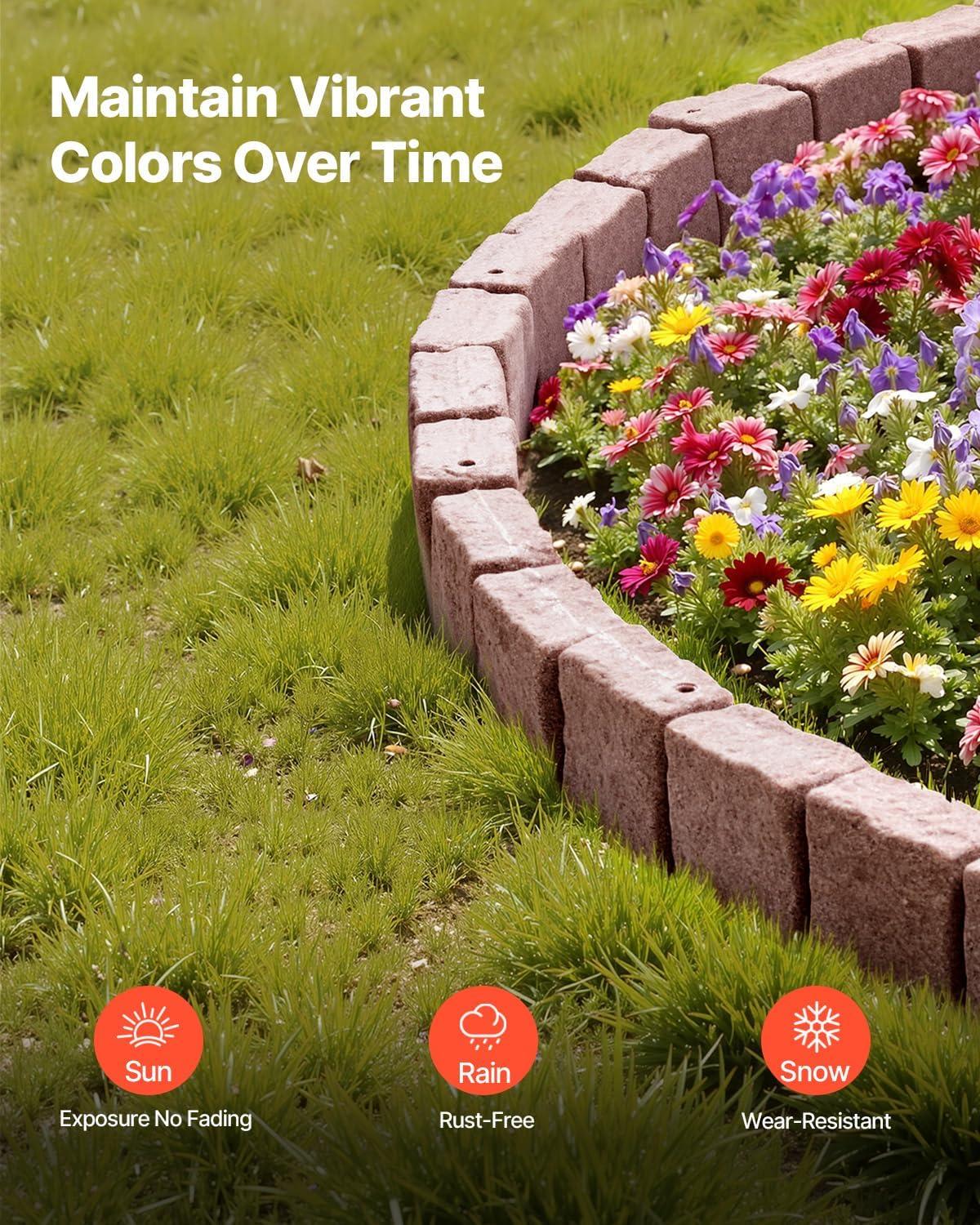 image:imageVEVOR Faux Stone Landscape Edging 468 x 39 Realistic Lawn Edging with Anchoring Spikes Flexible BrickSized Garden Border FadeResistant Yard Garden Stone Border for Driveways Walkway BrownBrown