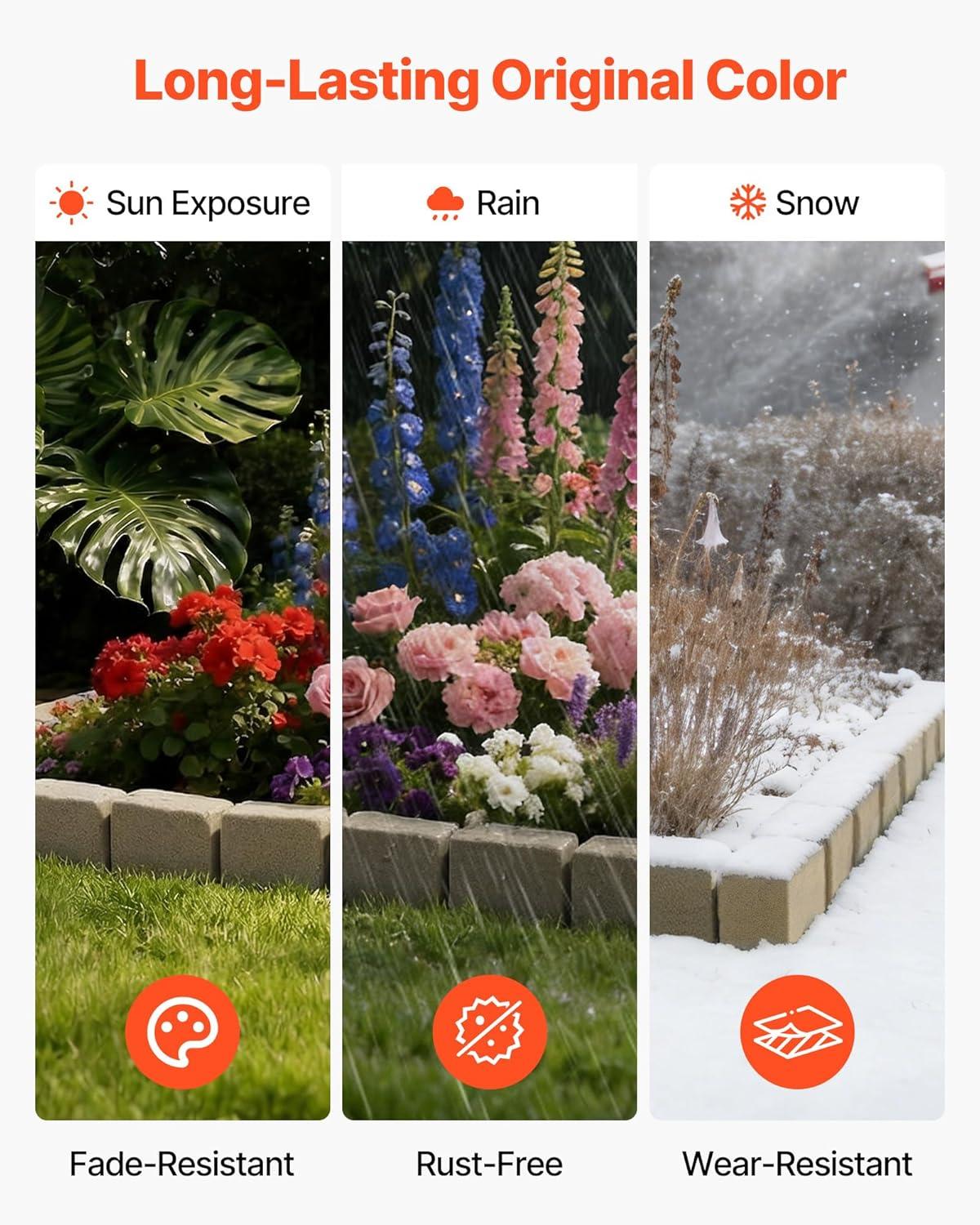 image:imageVEVOR Faux Stone Landscape Edging 468 x 39 Realistic Lawn Edging with Anchoring Spikes Flexible BrickSized Garden Border FadeResistant Yard Garden Stone Border for Driveways Walkway BrownBeige