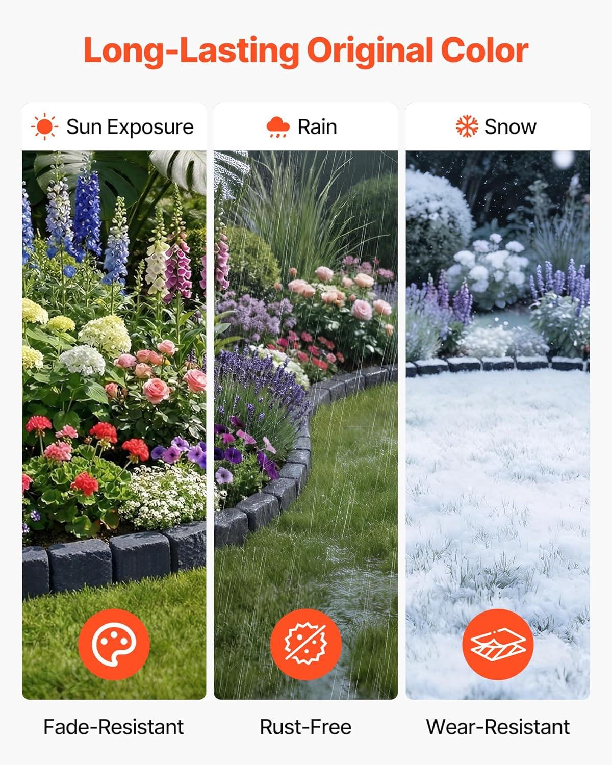 image:imageVEVOR Faux Stone Landscape Edging 468 x 39 Realistic Lawn Edging with Anchoring Spikes Flexible BrickSized Garden Border FadeResistant Yard Garden Stone Border for Driveways Walkway BrownCharcoal Black