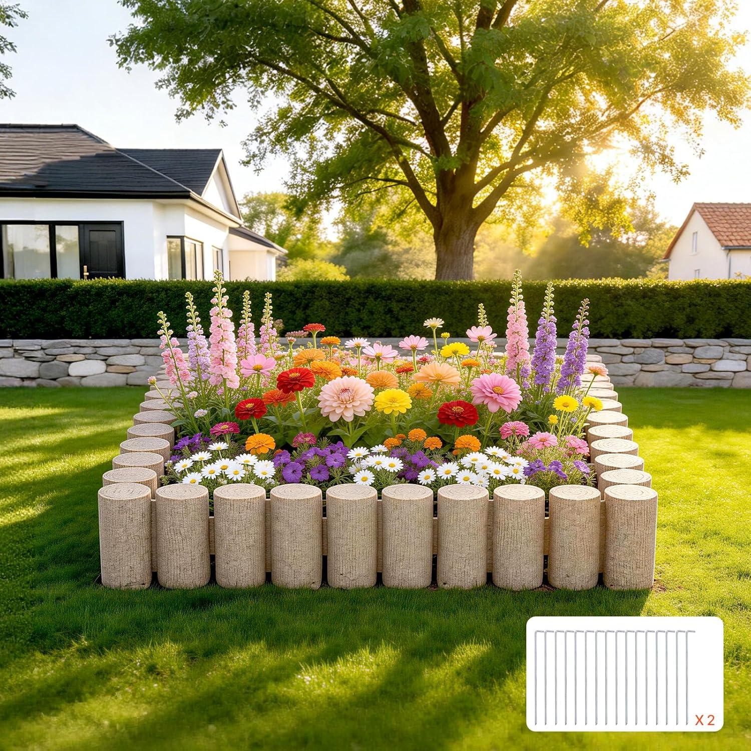 image:imageVEVOR Faux Stone Landscape Edging 468 x 39 Realistic Lawn Edging with Anchoring Spikes Flexible BrickSized Garden Border FadeResistant Yard Garden Stone Border for Driveways Walkway BrownBeige