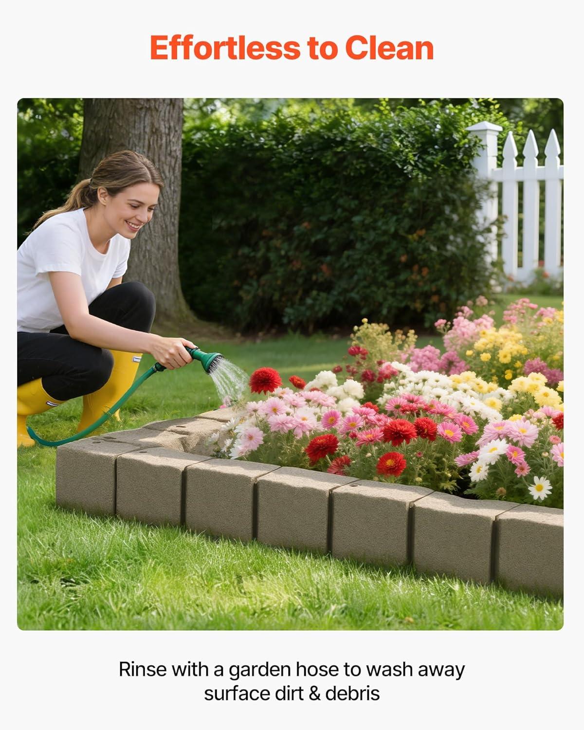 image:imageVEVOR Faux Stone Landscape Edging 468 x 39 Realistic Lawn Edging with Anchoring Spikes Flexible BrickSized Garden Border FadeResistant Yard Garden Stone Border for Driveways Walkway BrownBeige