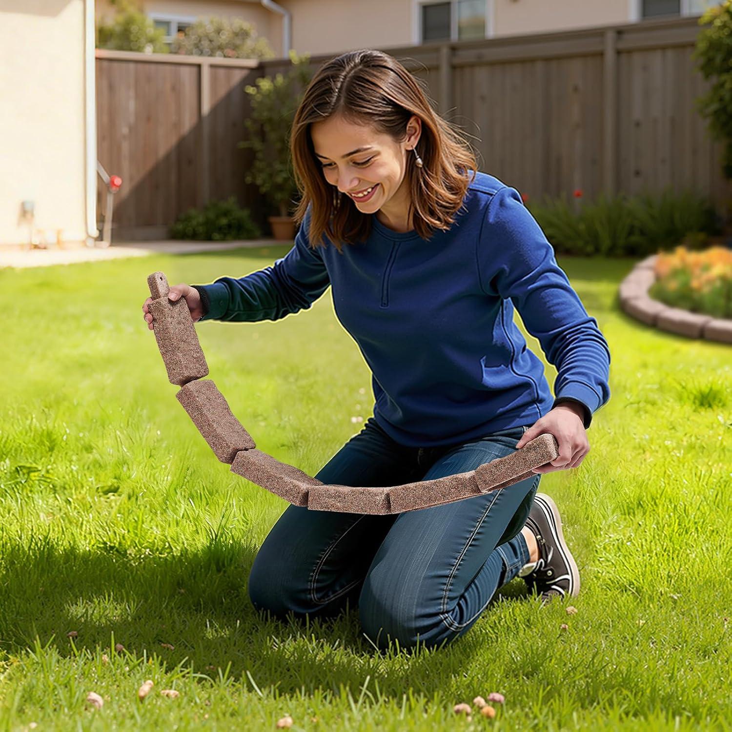 image:imageVEVOR Faux Stone Landscape Edging 468 x 39 Realistic Lawn Edging with Anchoring Spikes Flexible BrickSized Garden Border FadeResistant Yard Garden Stone Border for Driveways Walkway BrownBrown