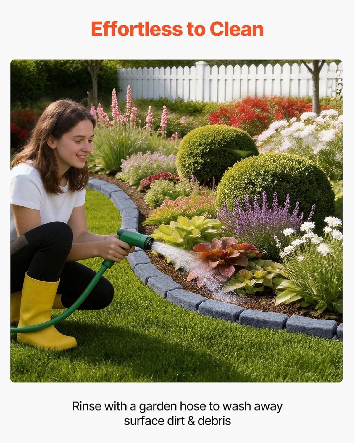 image:imageVEVOR Faux Stone Landscape Edging 468 x 39 Realistic Lawn Edging with Anchoring Spikes Flexible BrickSized Garden Border FadeResistant Yard Garden Stone Border for Driveways Walkway BrownSandstone Gray