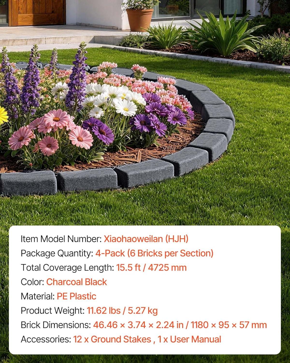 image:imageVEVOR Faux Stone Landscape Edging 468 x 39 Realistic Lawn Edging with Anchoring Spikes Flexible BrickSized Garden Border FadeResistant Yard Garden Stone Border for Driveways Walkway BrownCharcoal Black