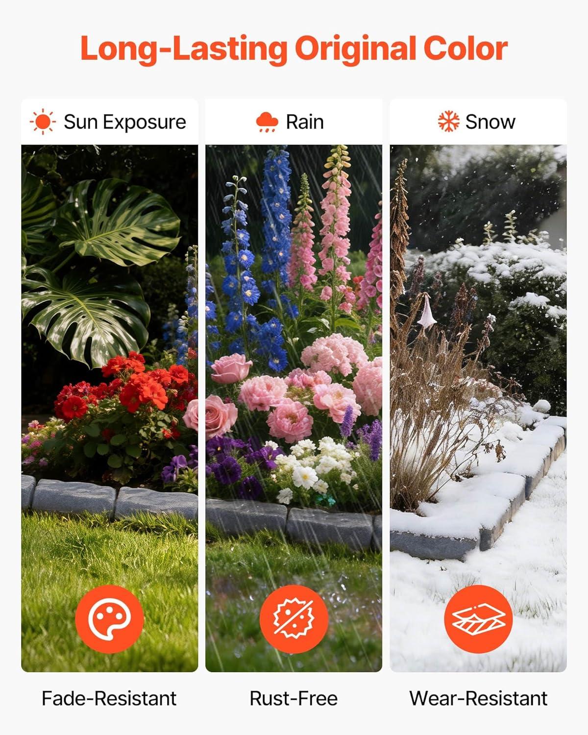 image:imageVEVOR Faux Stone Landscape Edging 468 x 39 Realistic Lawn Edging with Anchoring Spikes Flexible BrickSized Garden Border FadeResistant Yard Garden Stone Border for Driveways Walkway BrownSandstone Gray