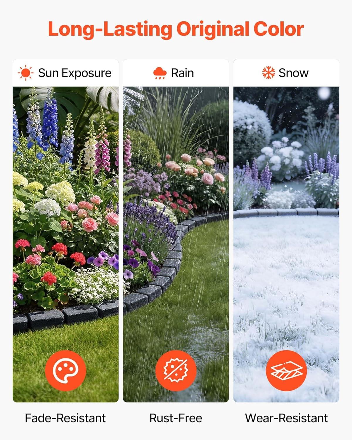 image:imageVEVOR Faux Stone Landscape Edging 468 x 39 Realistic Lawn Edging with Anchoring Spikes Flexible BrickSized Garden Border FadeResistant Yard Garden Stone Border for Driveways Walkway BrownCharcoal Black