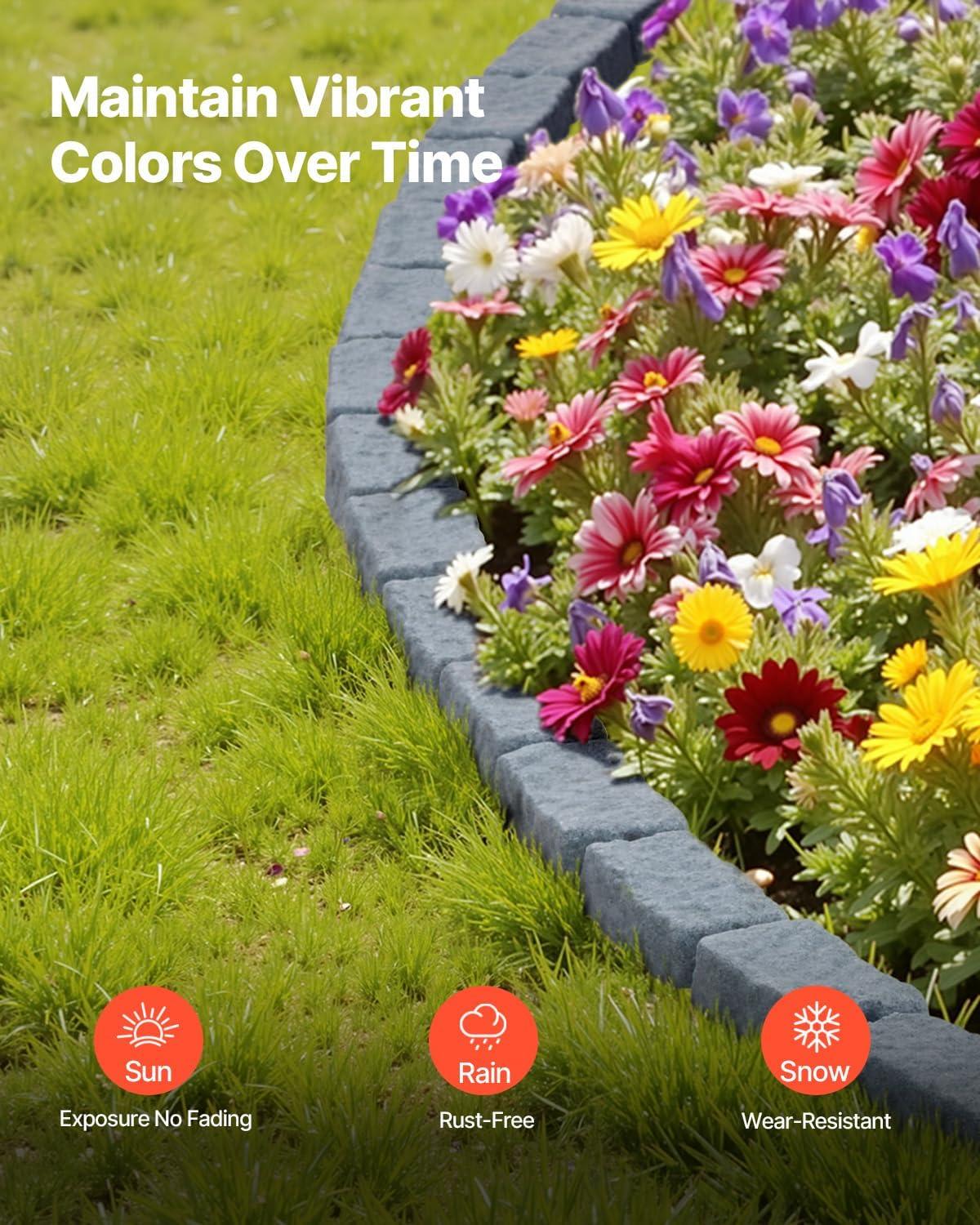 image:imageVEVOR Faux Stone Landscape Edging 468 x 39 Realistic Lawn Edging with Anchoring Spikes Flexible BrickSized Garden Border FadeResistant Yard Garden Stone Border for Driveways Walkway BrownSandstone Gray