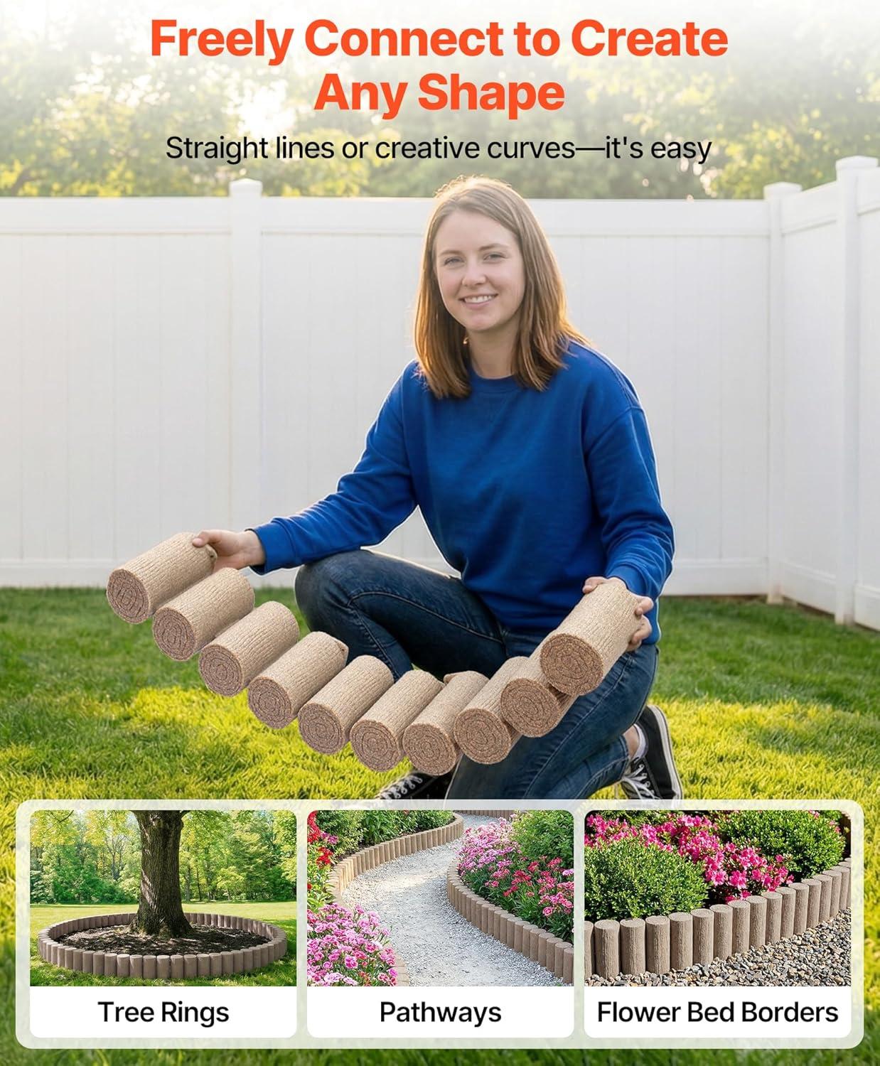 image:imageVEVOR Faux Stone Landscape Edging 468 x 39 Realistic Lawn Edging with Anchoring Spikes Flexible BrickSized Garden Border FadeResistant Yard Garden Stone Border for Driveways Walkway BrownBeige