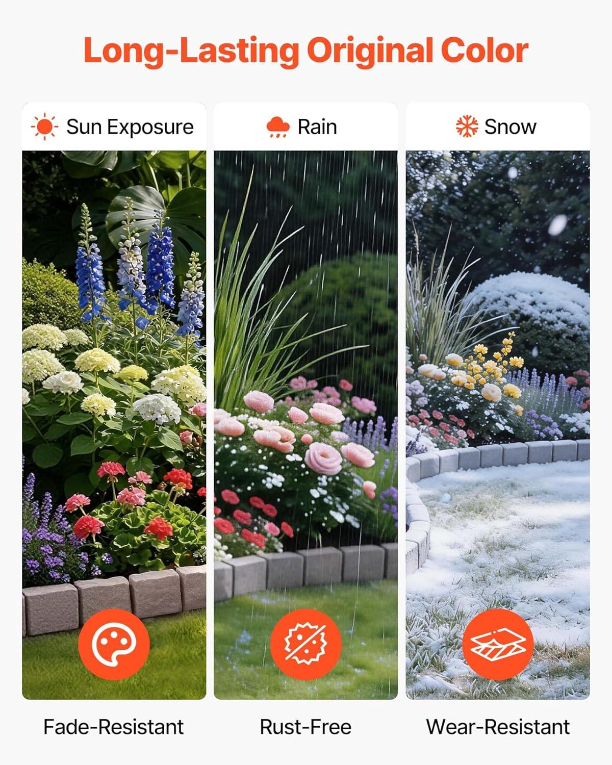 image:imageVEVOR Faux Stone Landscape Edging 468 x 39 Realistic Lawn Edging with Anchoring Spikes Flexible BrickSized Garden Border FadeResistant Yard Garden Stone Border for Driveways Walkway BrownBeige