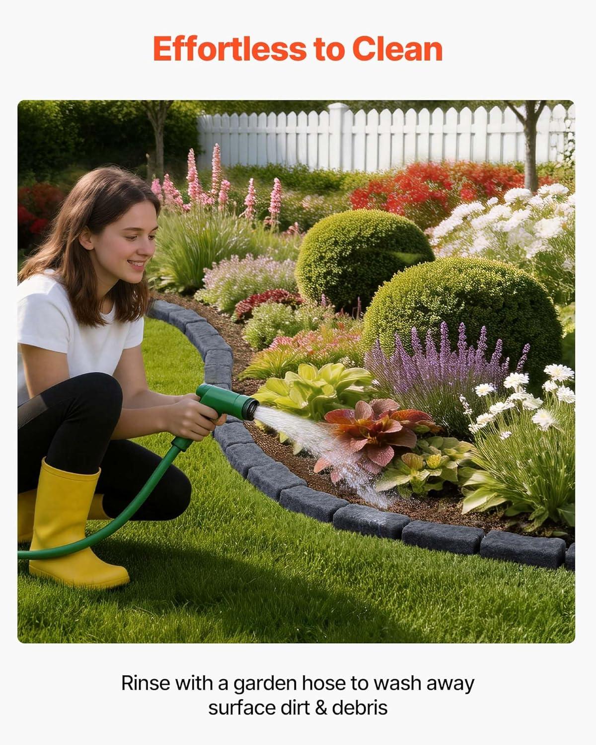 image:imageVEVOR Faux Stone Landscape Edging 468 x 39 Realistic Lawn Edging with Anchoring Spikes Flexible BrickSized Garden Border FadeResistant Yard Garden Stone Border for Driveways Walkway BrownCharcoal Black