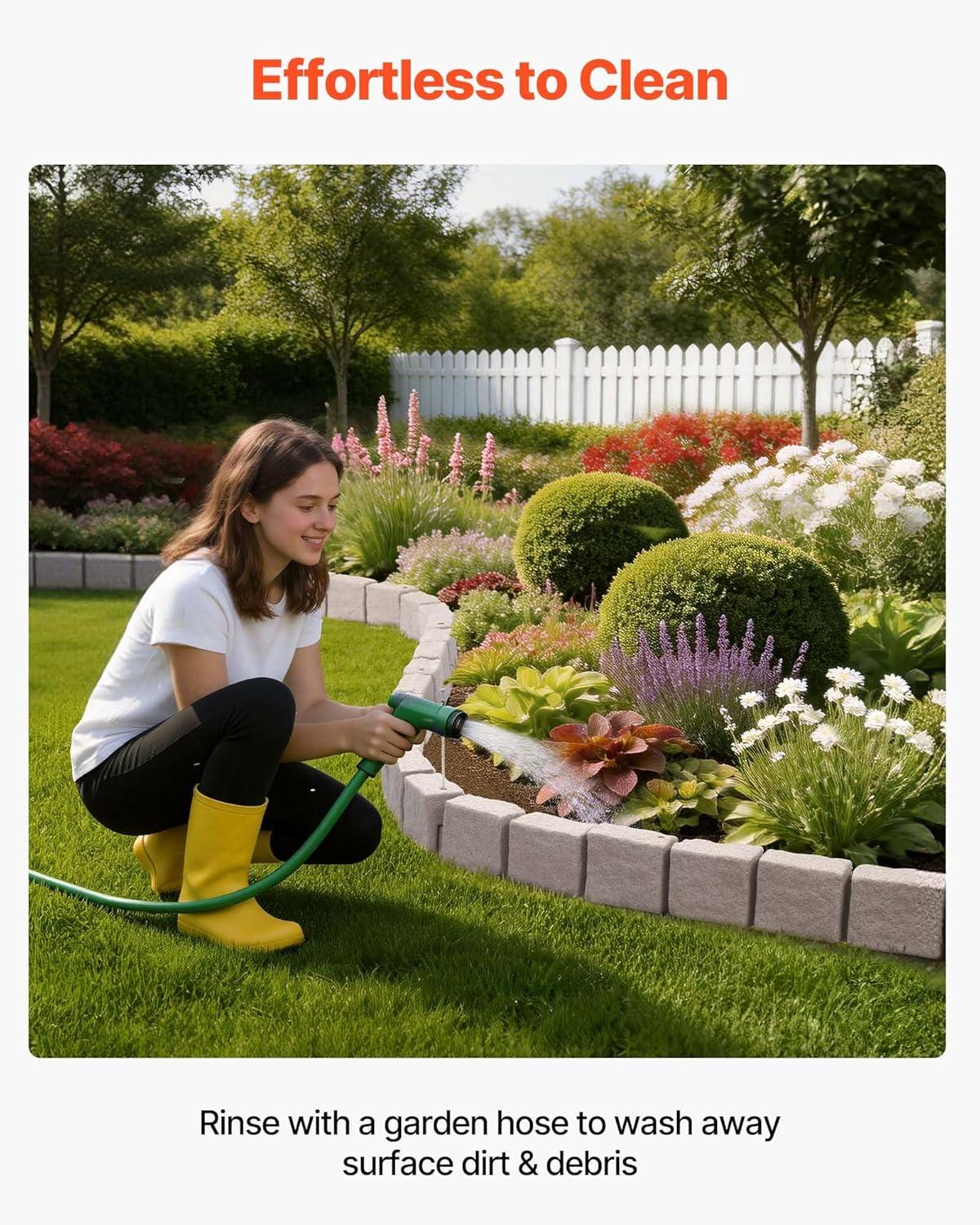 image:imageVEVOR Faux Stone Landscape Edging 468 x 39 Realistic Lawn Edging with Anchoring Spikes Flexible BrickSized Garden Border FadeResistant Yard Garden Stone Border for Driveways Walkway BrownBeige