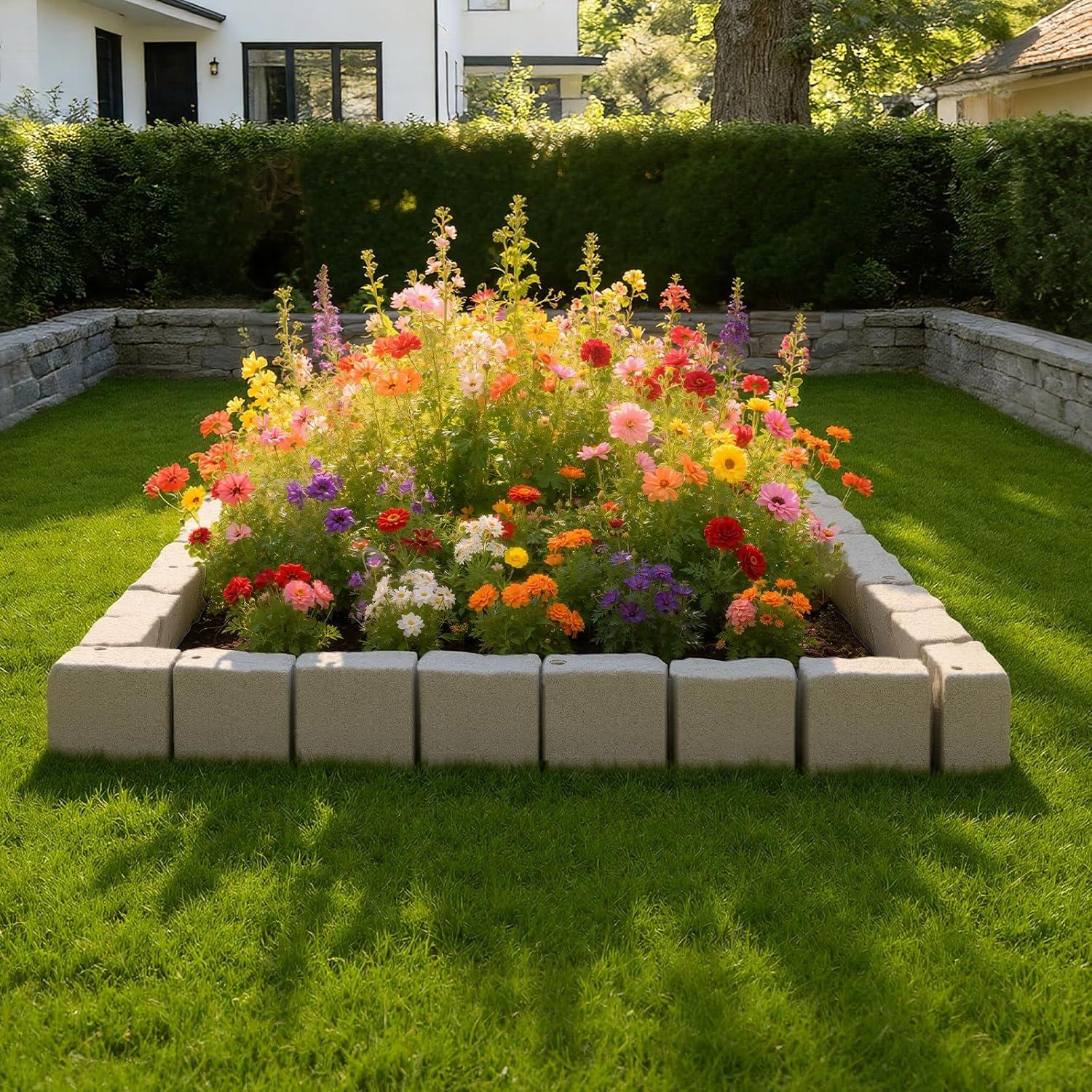 image:imageVEVOR Faux Stone Landscape Edging 468 x 39 Realistic Lawn Edging with Anchoring Spikes Flexible BrickSized Garden Border FadeResistant Yard Garden Stone Border for Driveways Walkway BrownBeige