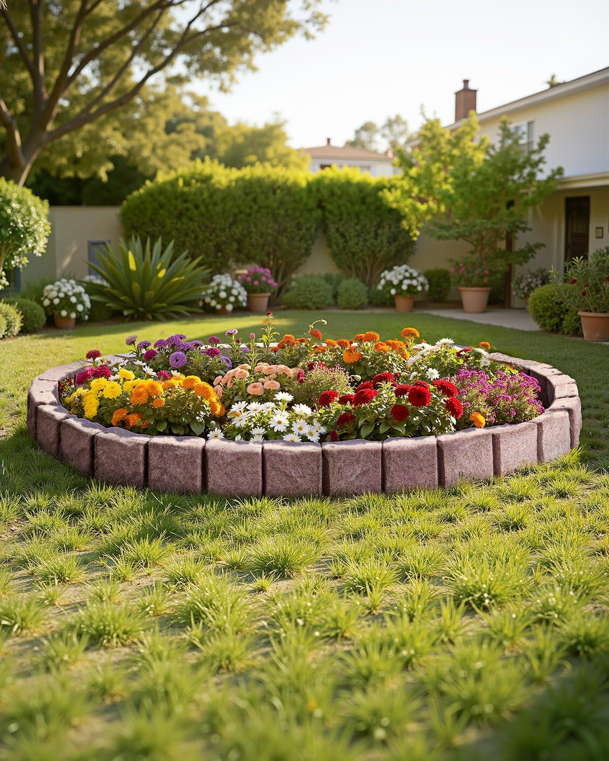 image:imageVEVOR Faux Stone Landscape Edging 468 x 39 Realistic Lawn Edging with Anchoring Spikes Flexible BrickSized Garden Border FadeResistant Yard Garden Stone Border for Driveways Walkway BrownBrown