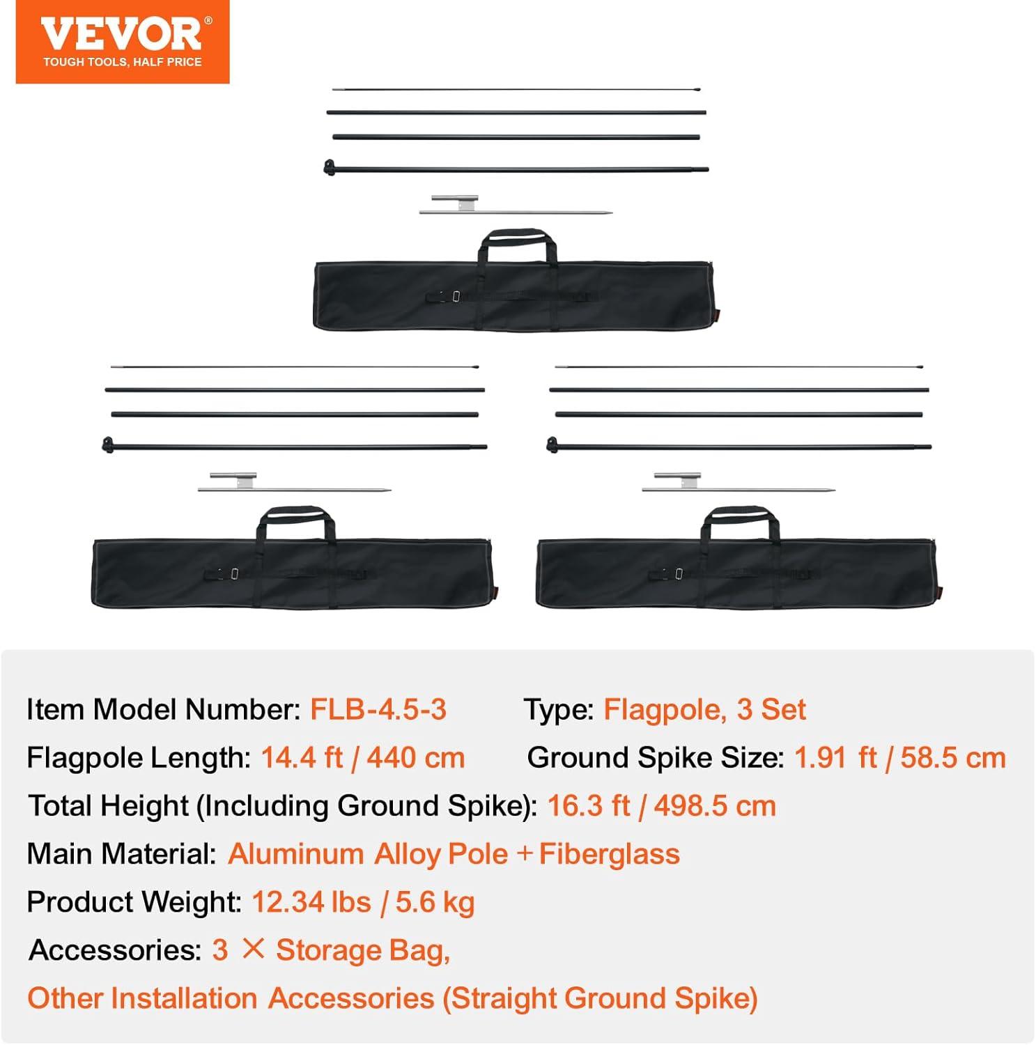 image:imageVEVOR Feather Flag Pole Kit 2 Packs Swooper Flag Pole 127 ft Sign Flag Poles for Business Advertising Feather Flags Banner Outdoor with Ground Stakes and A Carrying Bag Flag Not Included163 ft