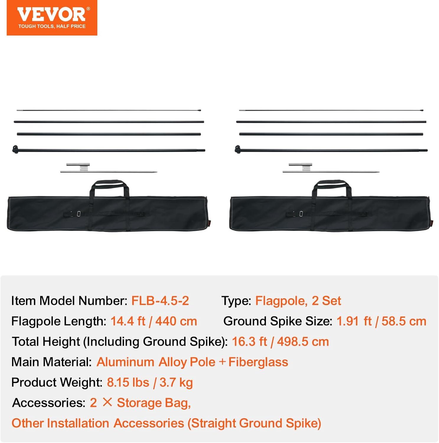 image:imageVEVOR Feather Flag Pole Kit 2 Packs Swooper Flag Pole 127 ft Sign Flag Poles for Business Advertising Feather Flags Banner Outdoor with Ground Stakes and A Carrying Bag Flag Not Included163 ft