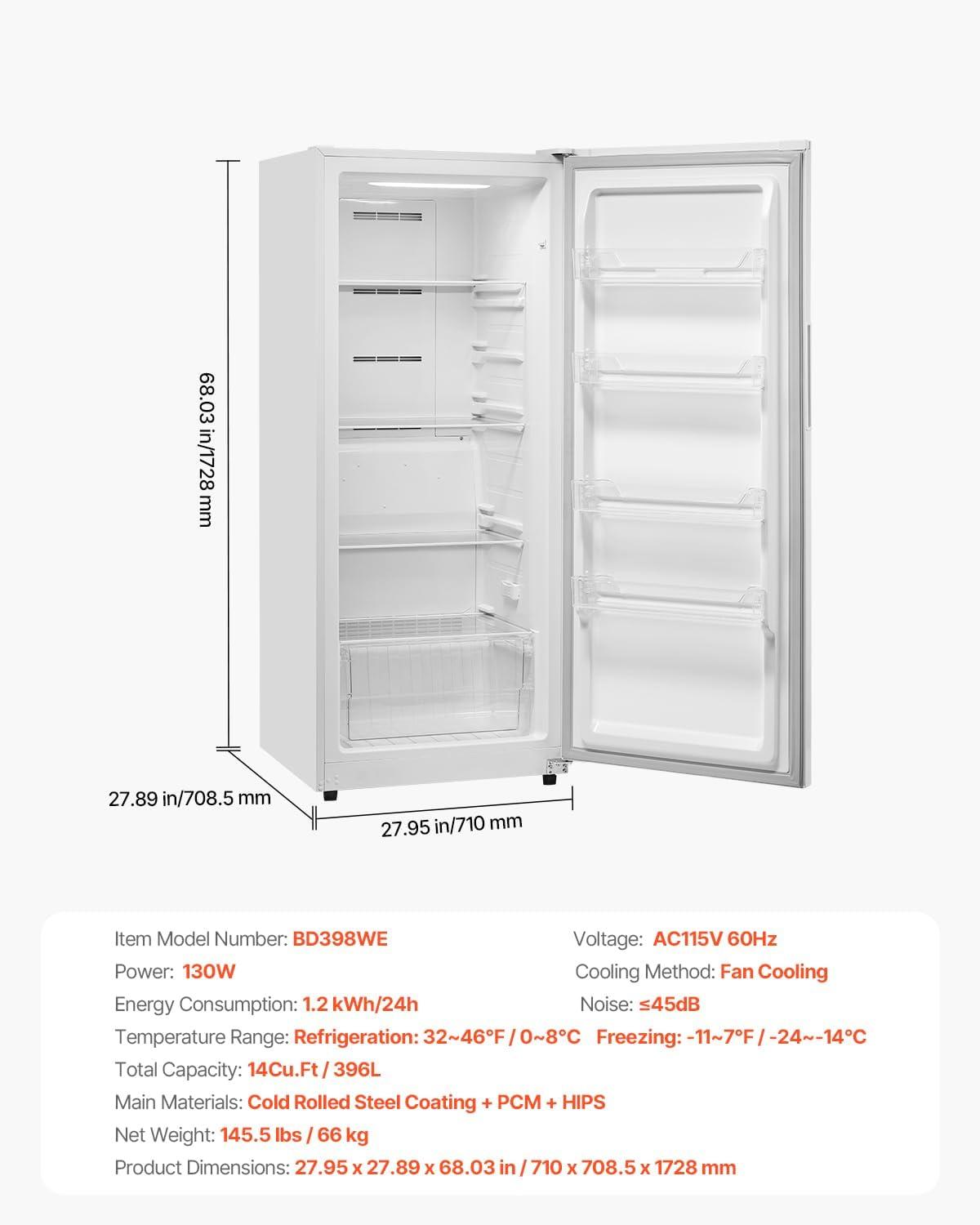 image:imageVEVOR French Door Refrigerator 189 Cu Ft Kitchen Fridge Counter Depth French Refrigerator with LED Display and 4 Casters FrostFree Bottom Freezer Refrigerators for Home amp Commercial Use Black14 Cuft