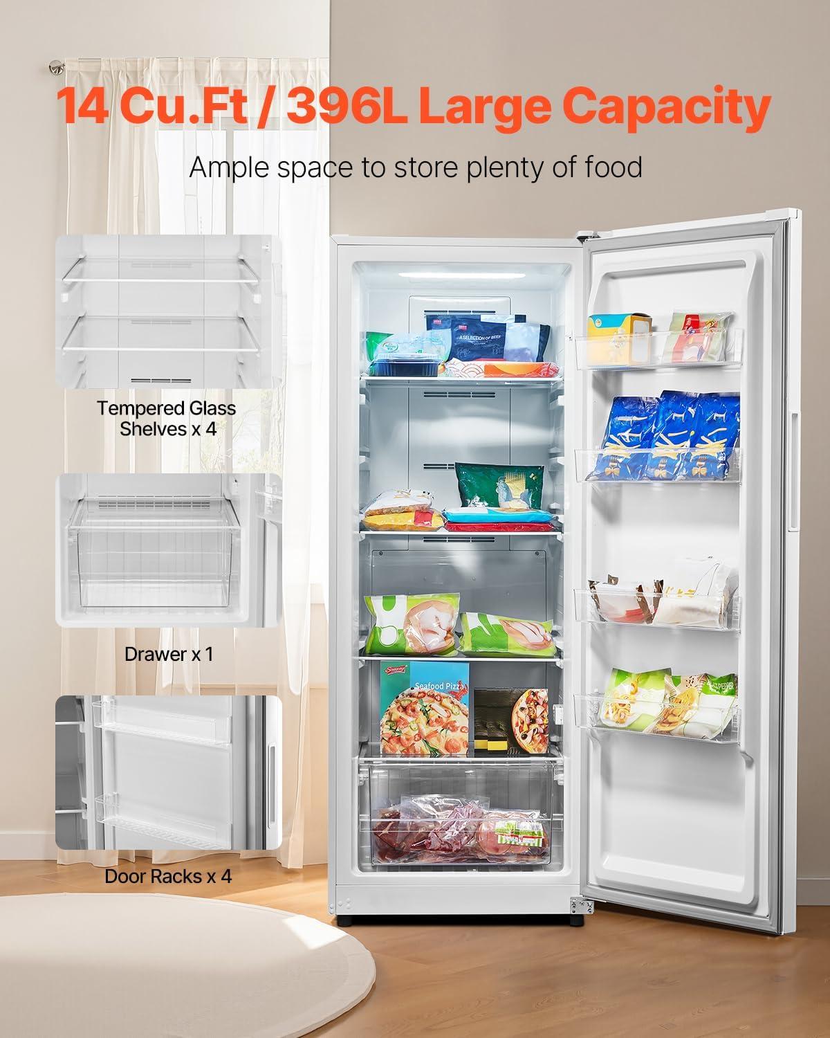 image:imageVEVOR French Door Refrigerator 189 Cu Ft Kitchen Fridge Counter Depth French Refrigerator with LED Display and 4 Casters FrostFree Bottom Freezer Refrigerators for Home amp Commercial Use Black14 Cuft