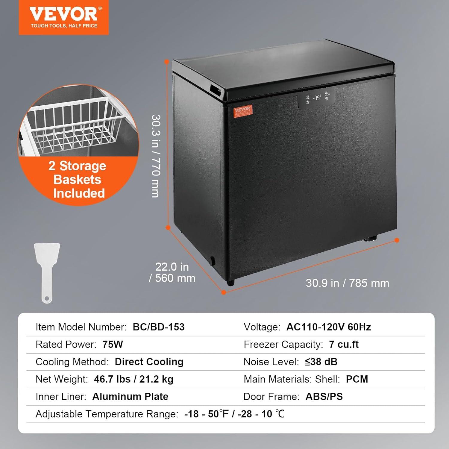 image:imageVEVOR French Door Refrigerator 189 Cu Ft Kitchen Fridge Counter Depth French Refrigerator with LED Display and 4 Casters FrostFree Bottom Freezer Refrigerators for Home amp Commercial Use Black7 Cuft