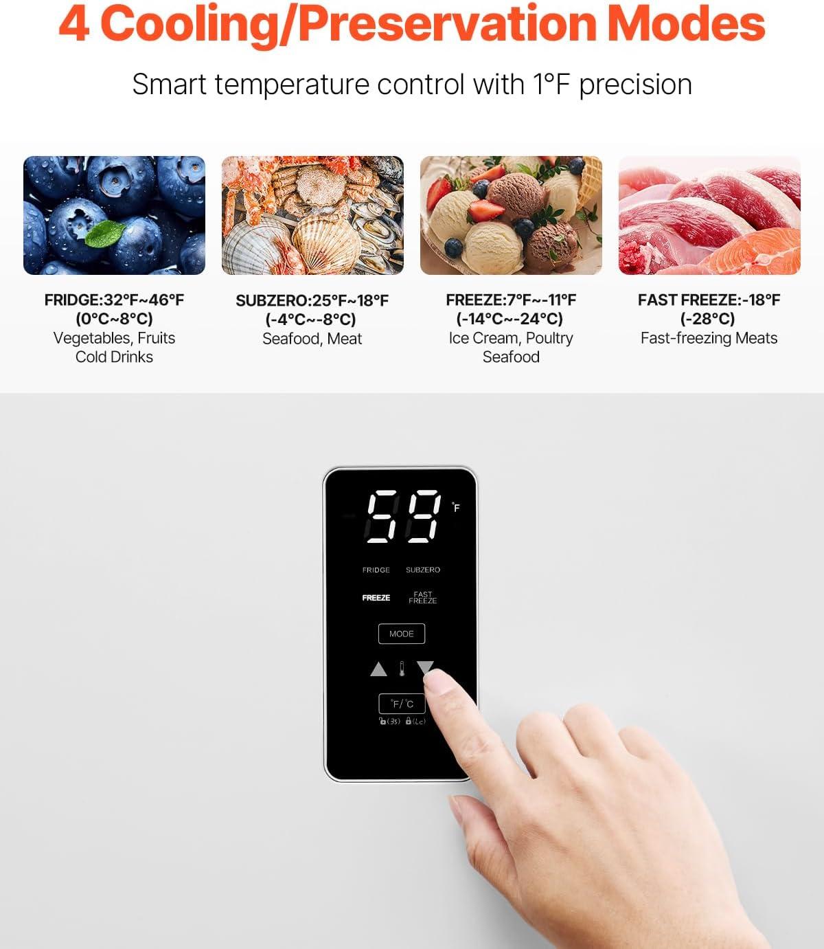 image:imageVEVOR French Door Refrigerator 189 Cu Ft Kitchen Fridge Counter Depth French Refrigerator with LED Display and 4 Casters FrostFree Bottom Freezer Refrigerators for Home amp Commercial Use Black14 Cuft