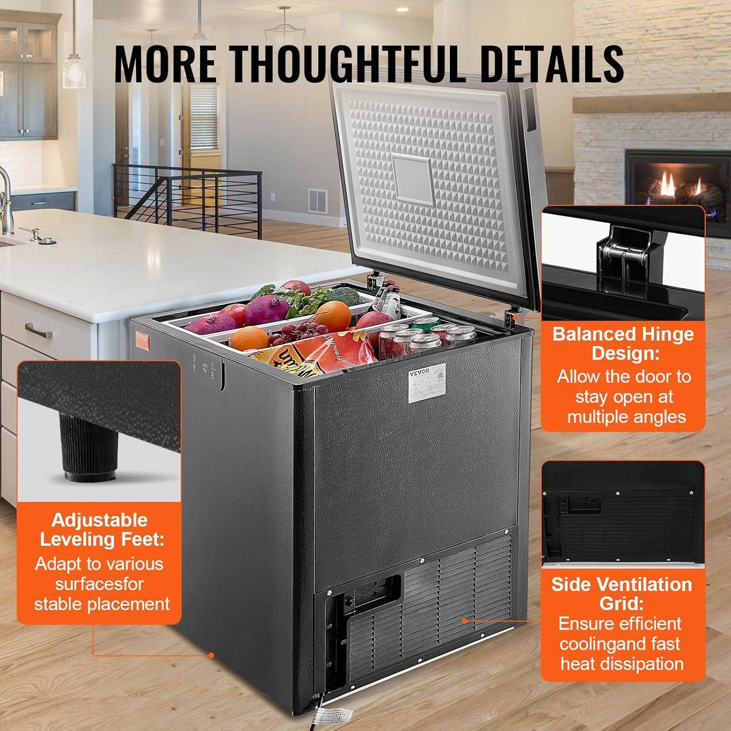image:imageVEVOR French Door Refrigerator 189 Cu Ft Kitchen Fridge Counter Depth French Refrigerator with LED Display and 4 Casters FrostFree Bottom Freezer Refrigerators for Home amp Commercial Use Black7 Cuft