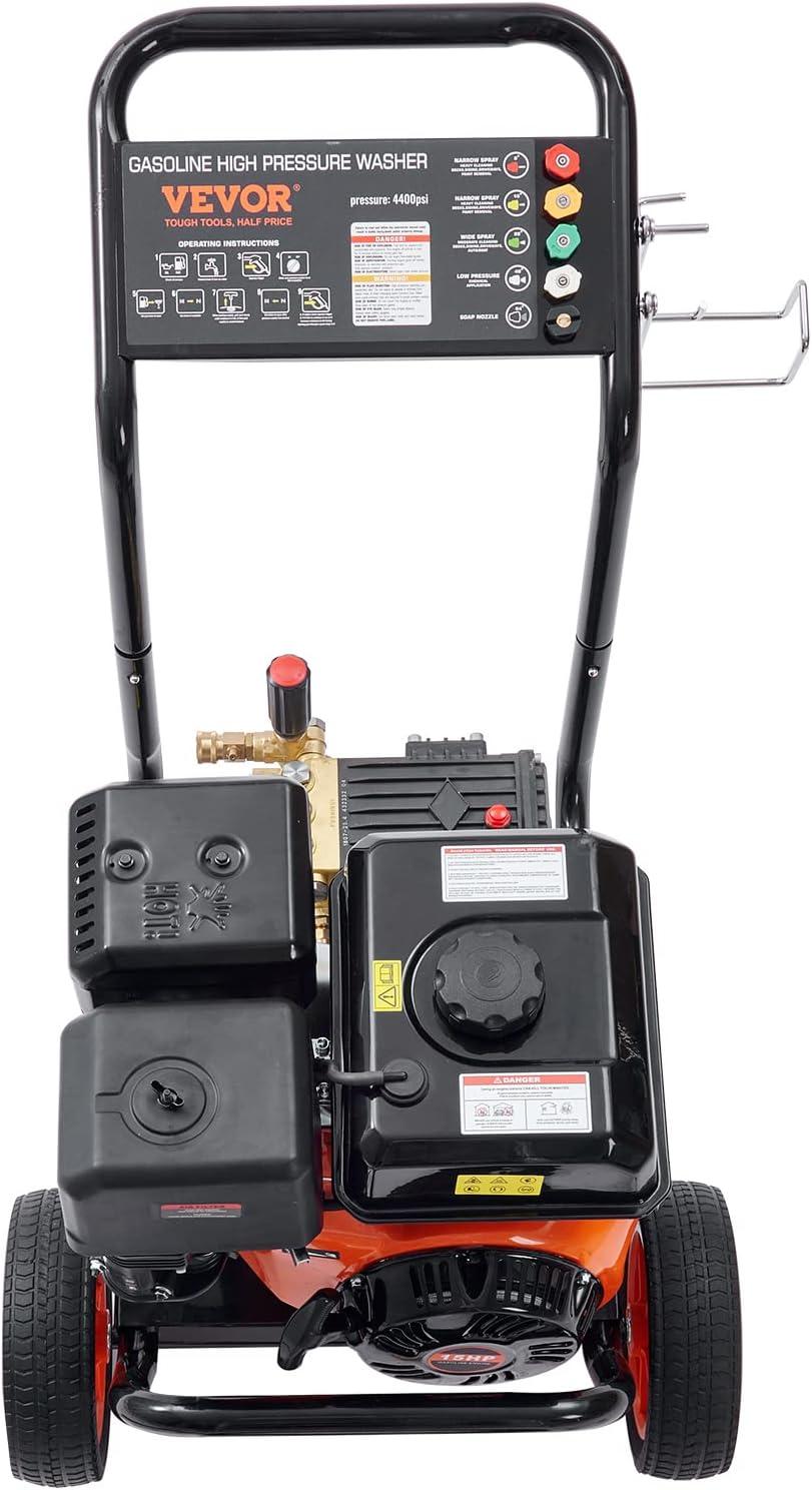 image:imageVEVOR Gas Pressure Washer 2900 PSI and 185 Max GPM Upgrade Aluminum Pump with Spray Gun and Wand 4 Nozzle Set Gas Powered Pressure Washer for Cars Fences Driveways Homes Patios Furniture4400PSI